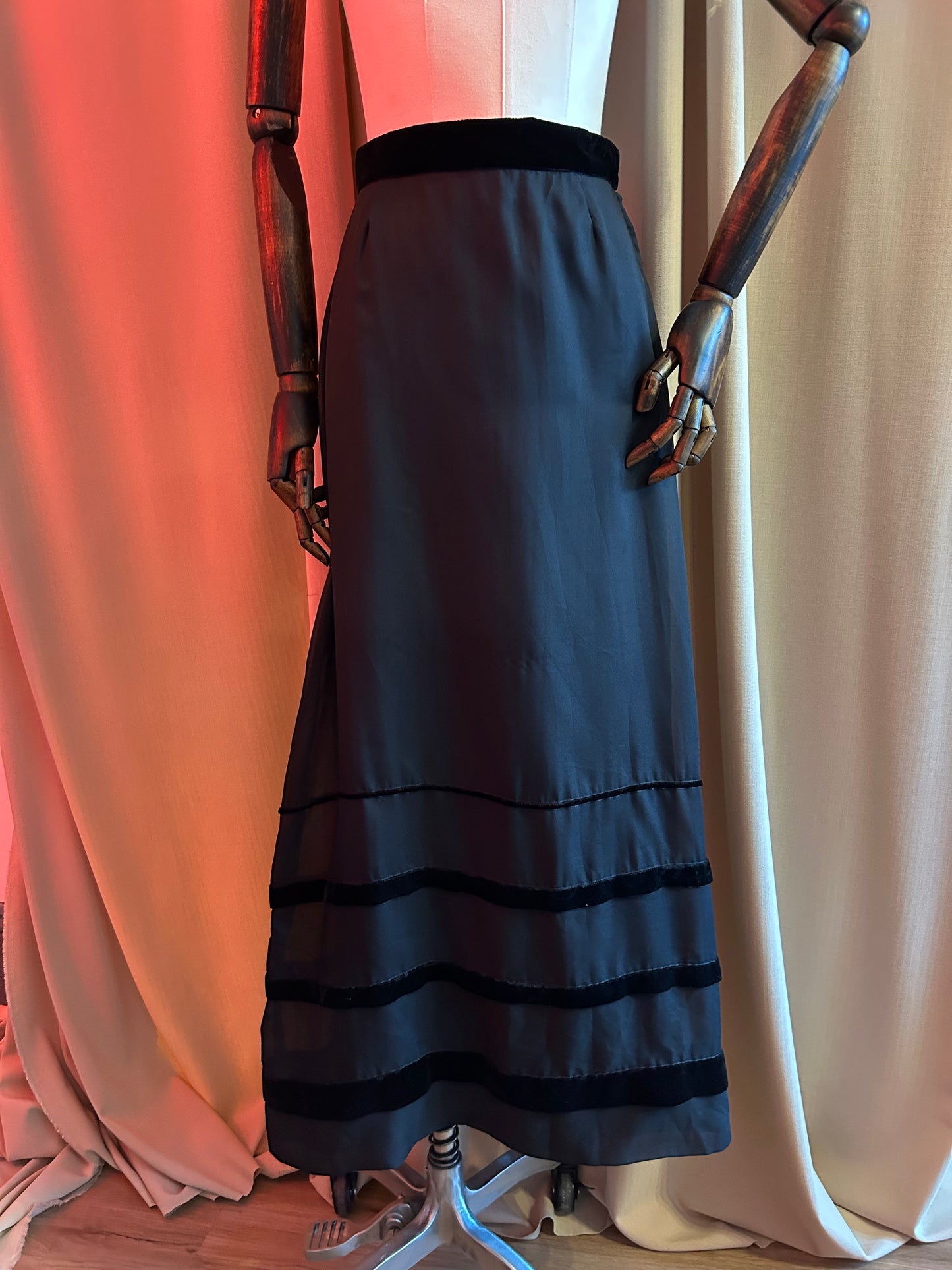 Black Skirt With Velvet Stripes