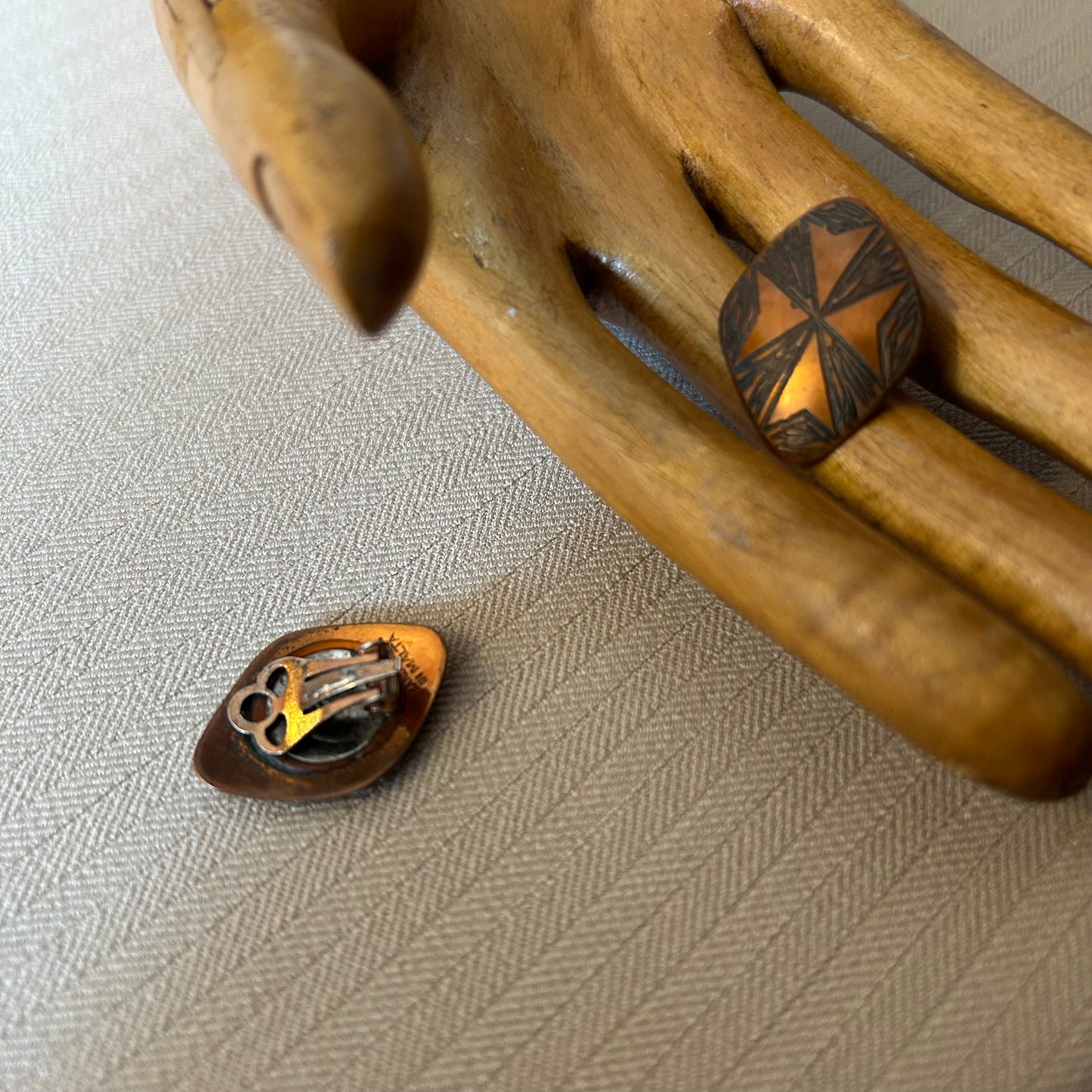 Copper Maltese Cross Clip Ons