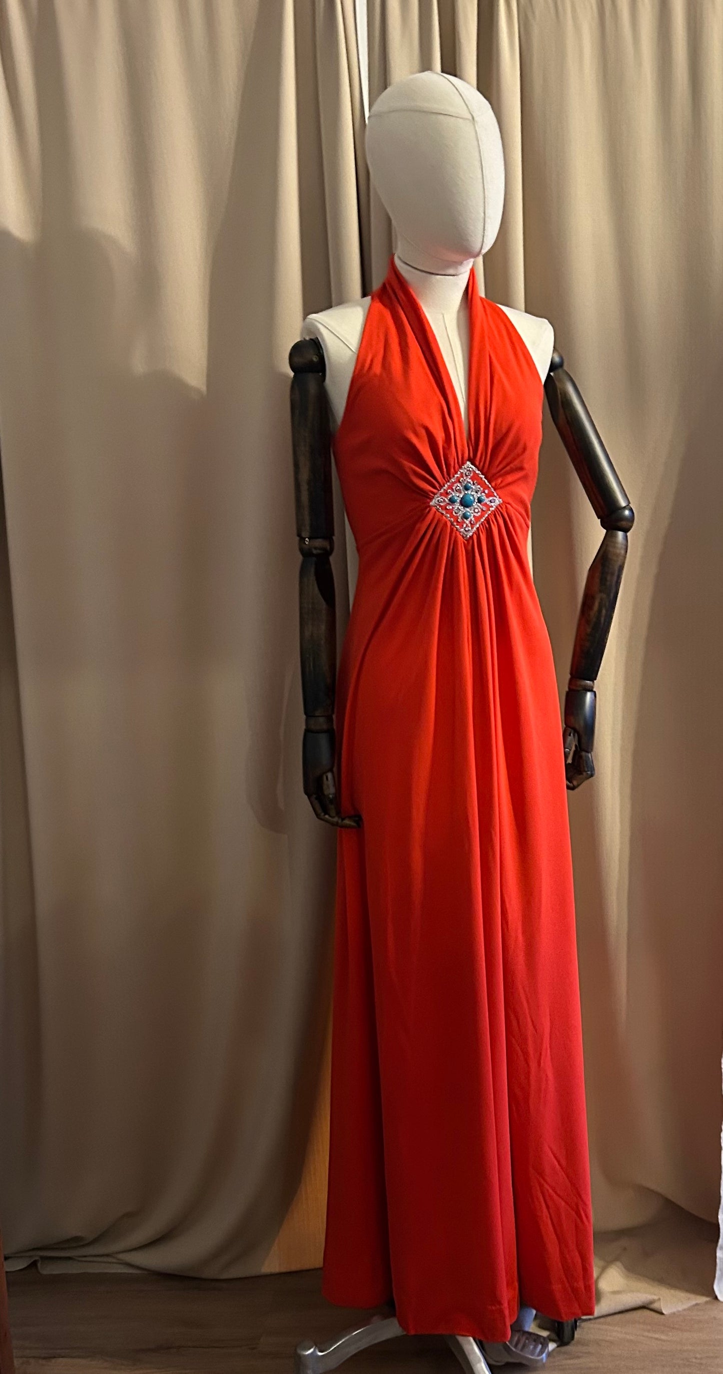 Orange Gown With Turquoise