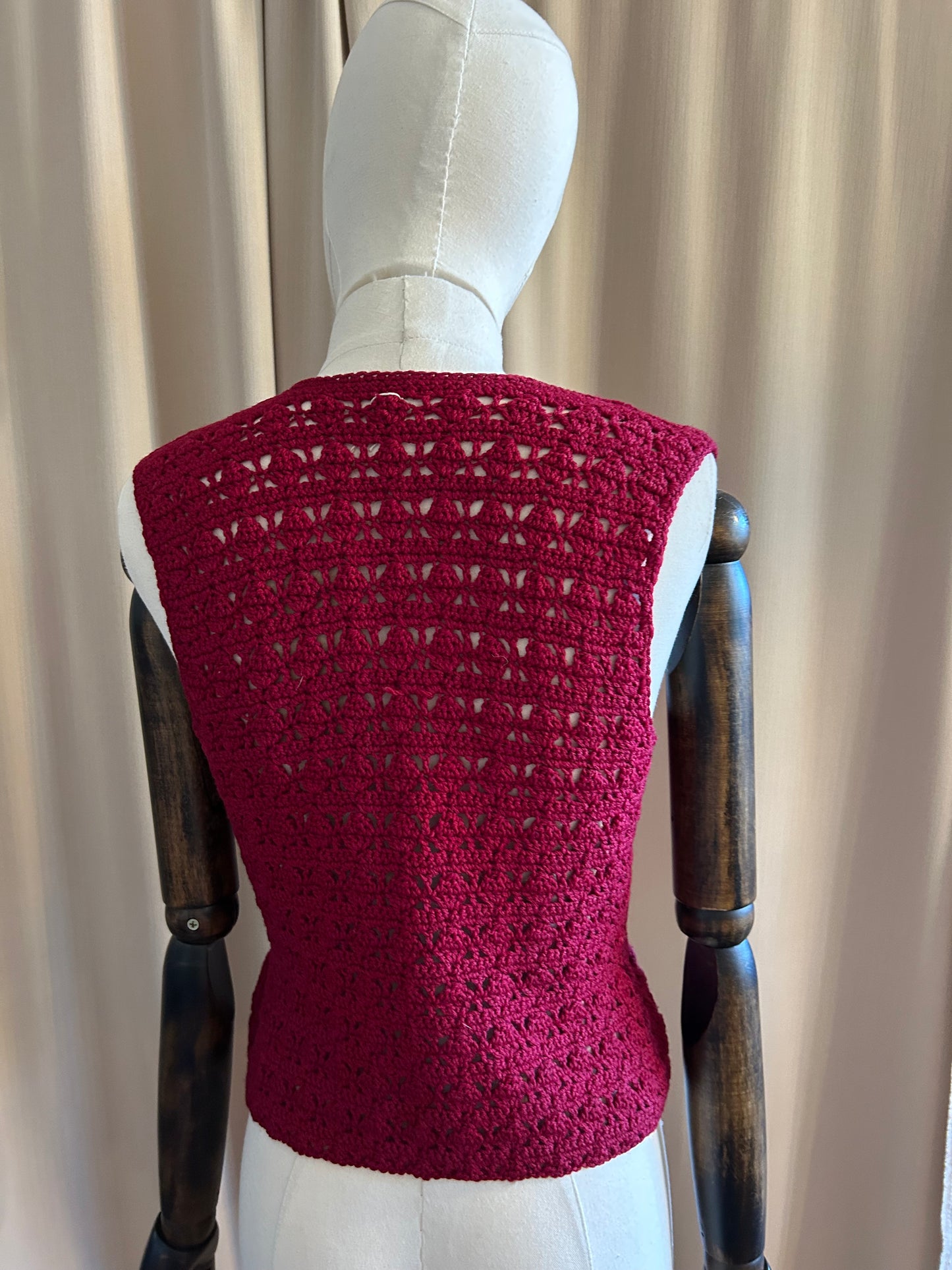 Burgundy Handknit Waistcoat Vest