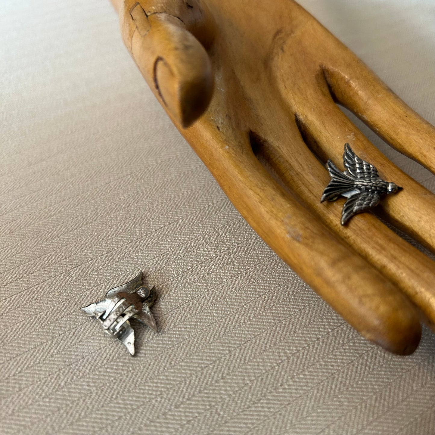 Silver Tone Swallows Clip Ons