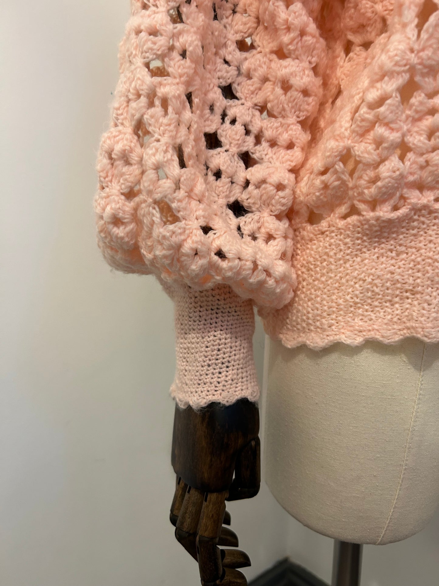 Pastel Pink Crochet Cardigan