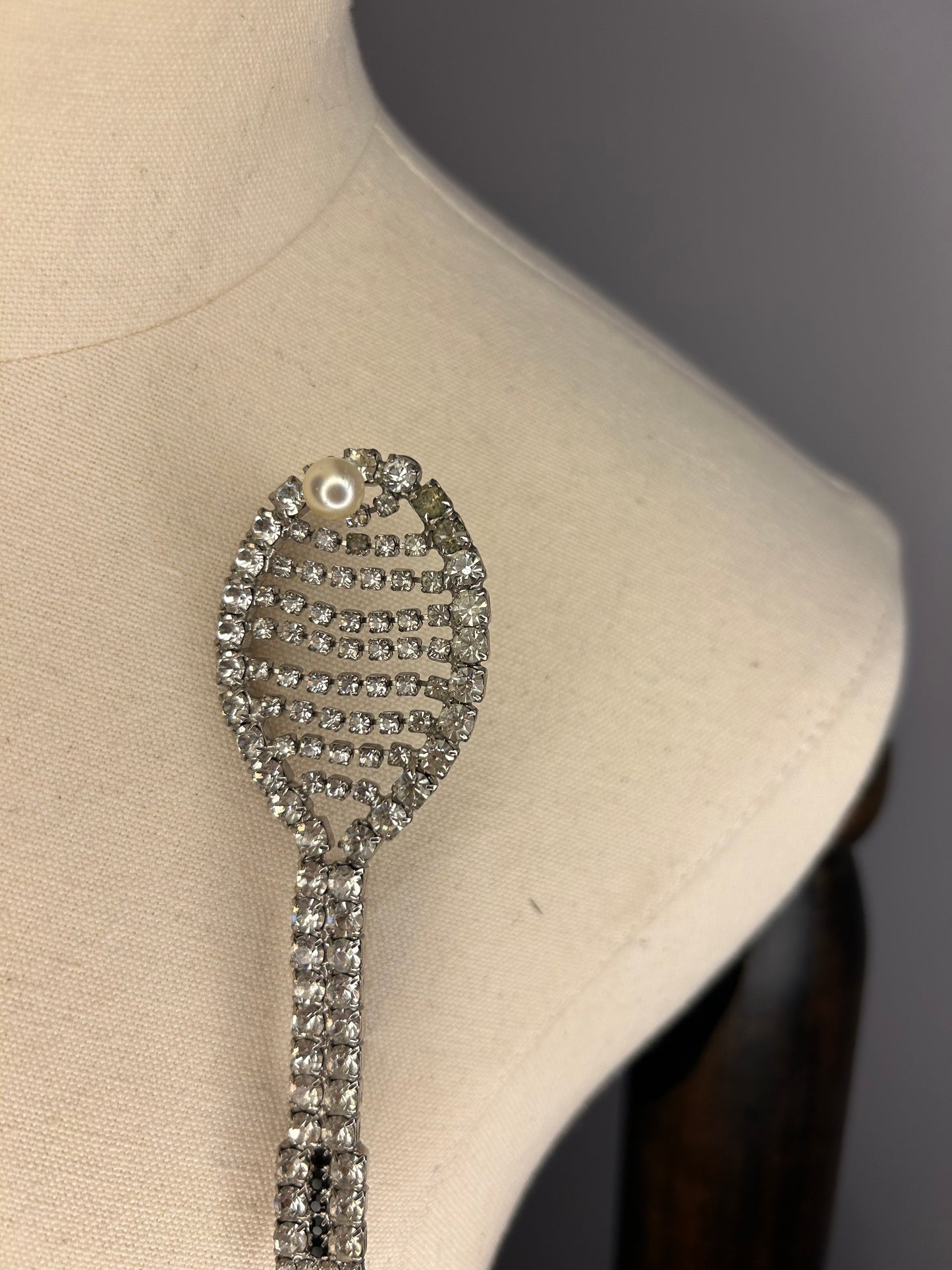 Tennis Racket Diamanté brooch