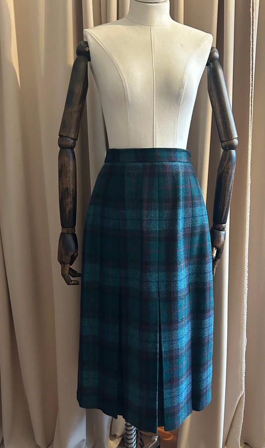 Tartan Wool Box Pleat Skirt