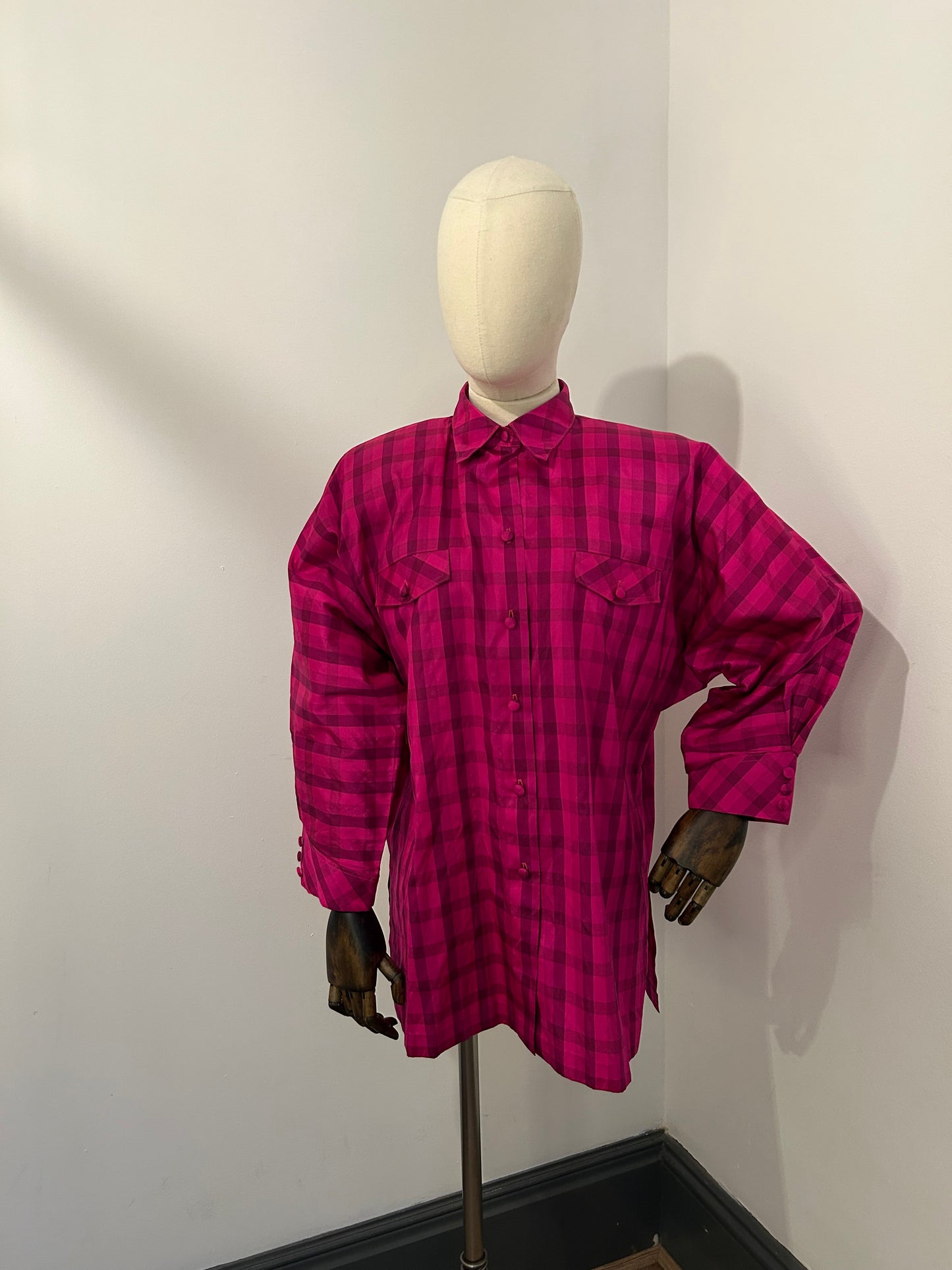 Pure Silk Pink Check Shirt