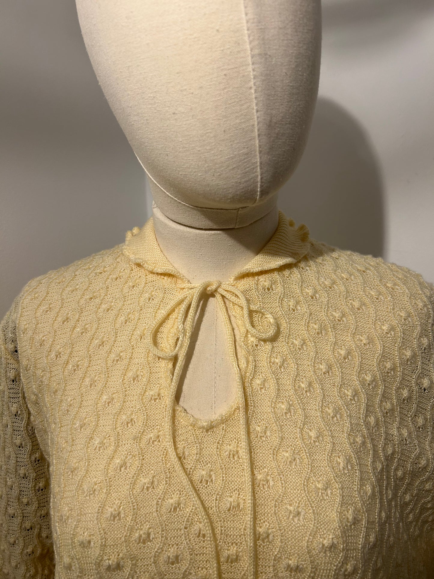 Lemon Knitted Tie Neck Jumper