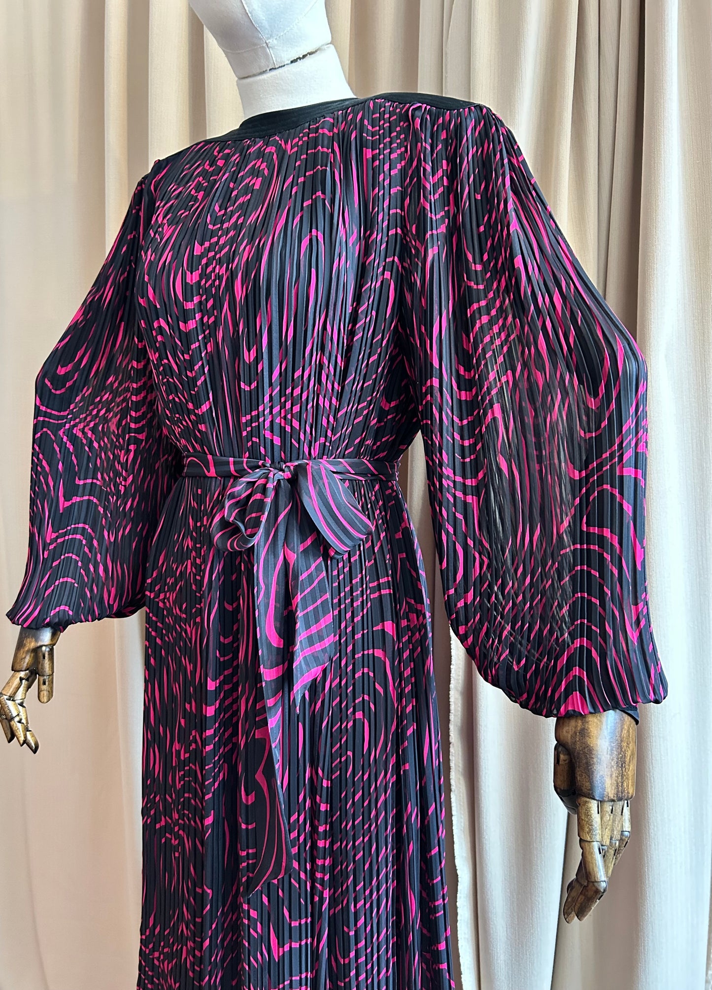 Black and Pink Pleat Dress