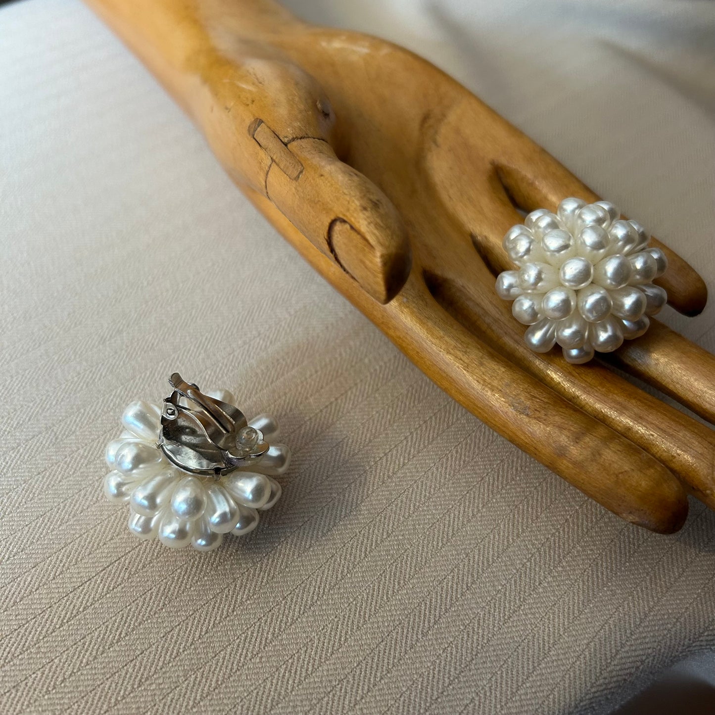 White Pearl Cluster Clip Ons