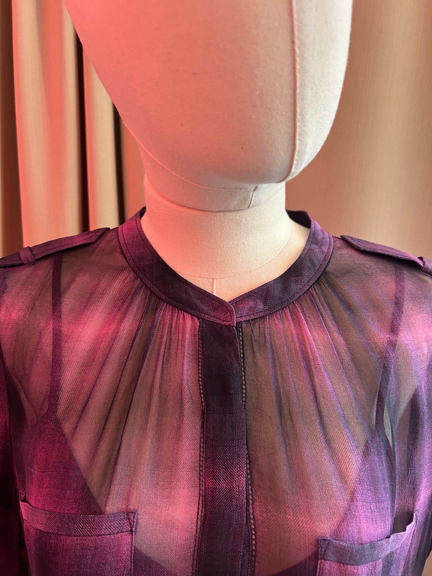 Purple Plaid Silk Dress