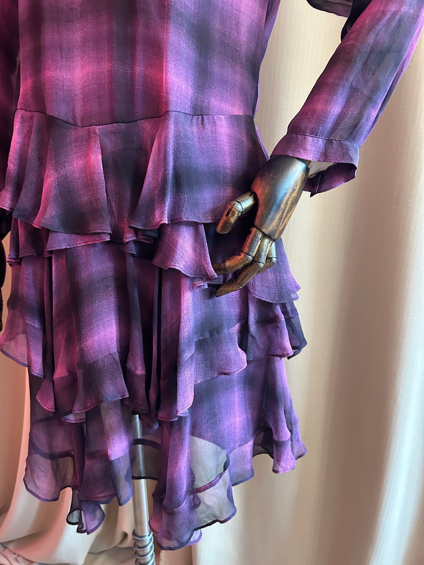Purple Plaid Silk Dress