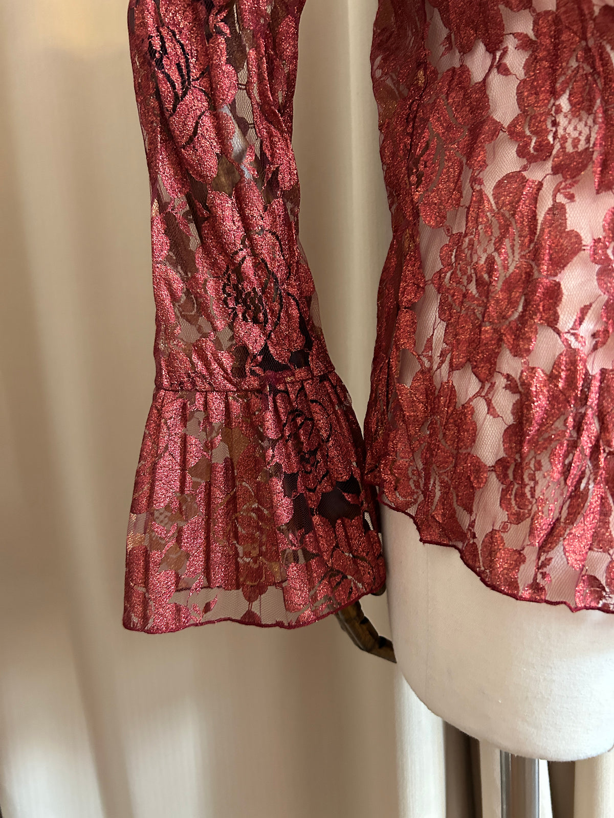 Red and Gold Lace Cardigan