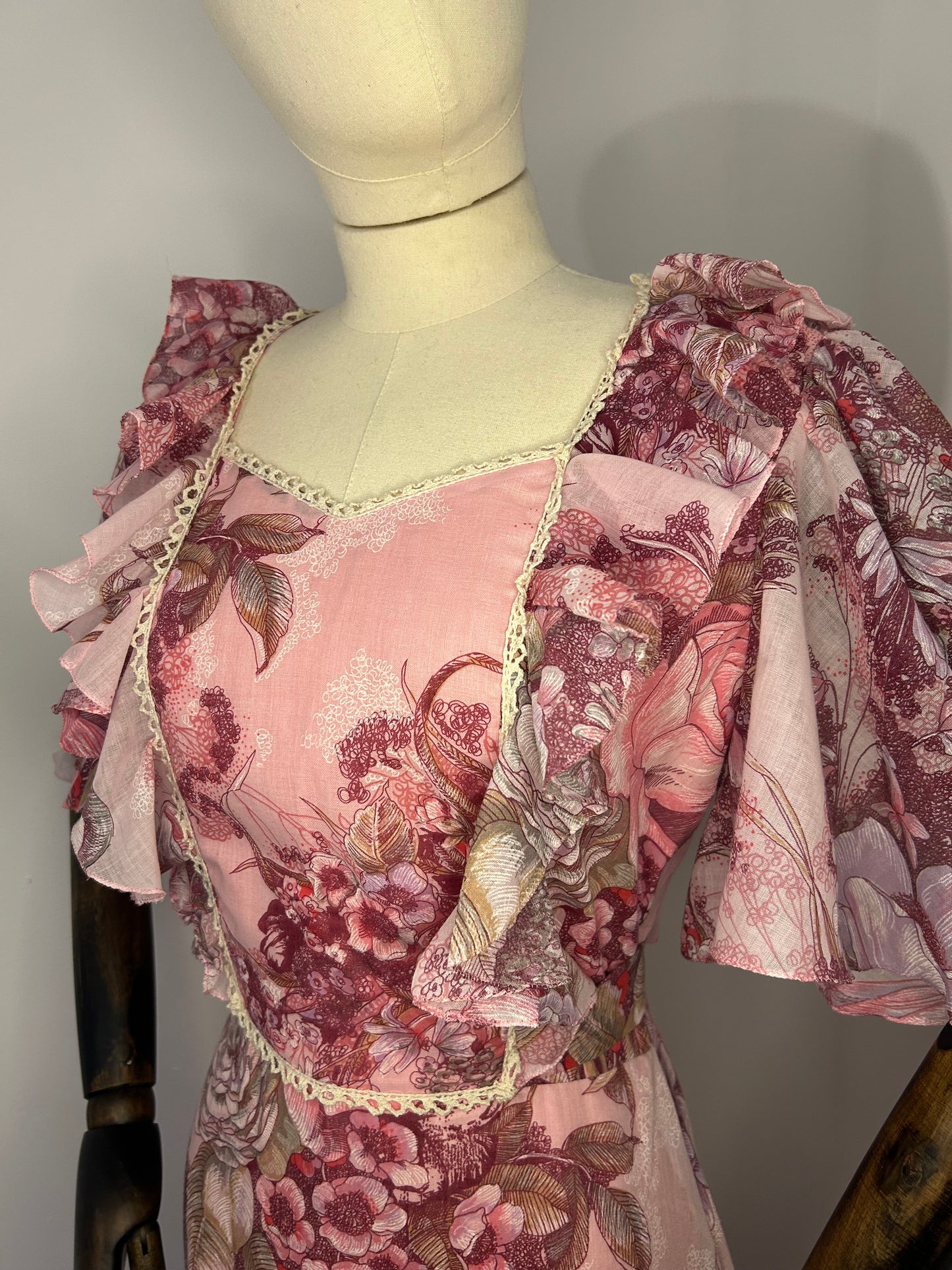 Pink floral angel sleeve dress