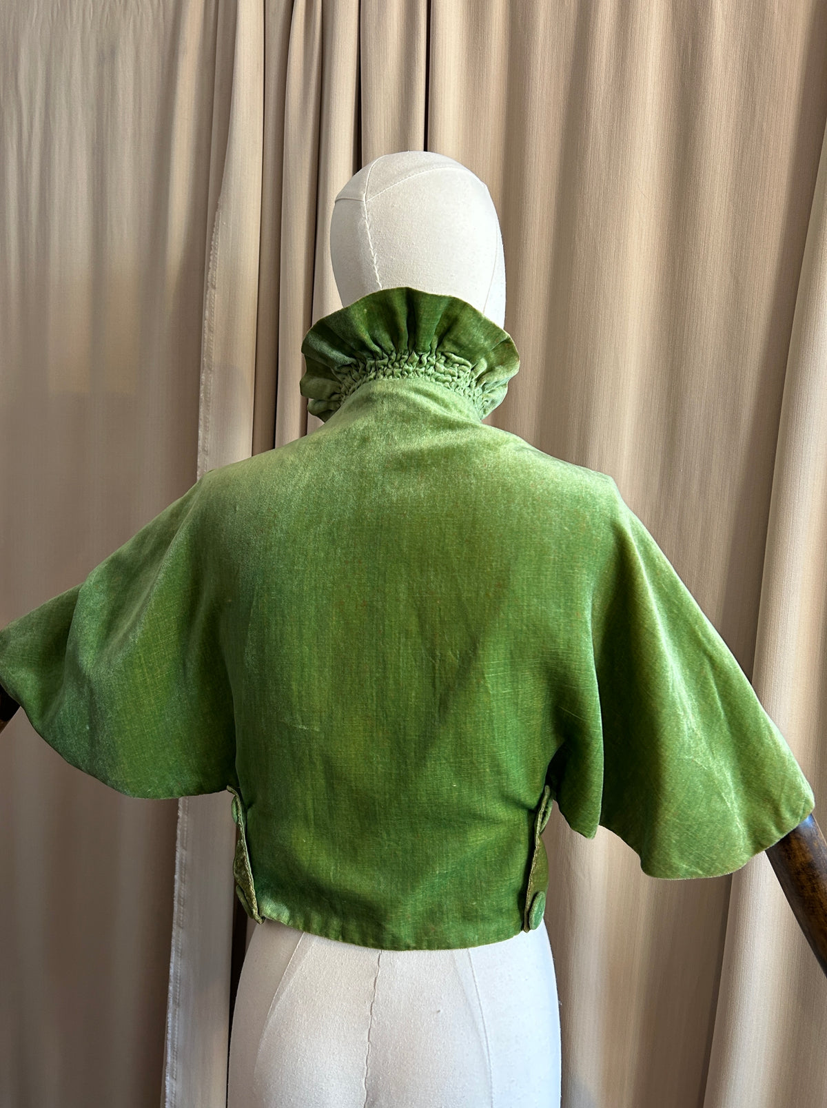 Ruffle Neck Velvet Cape