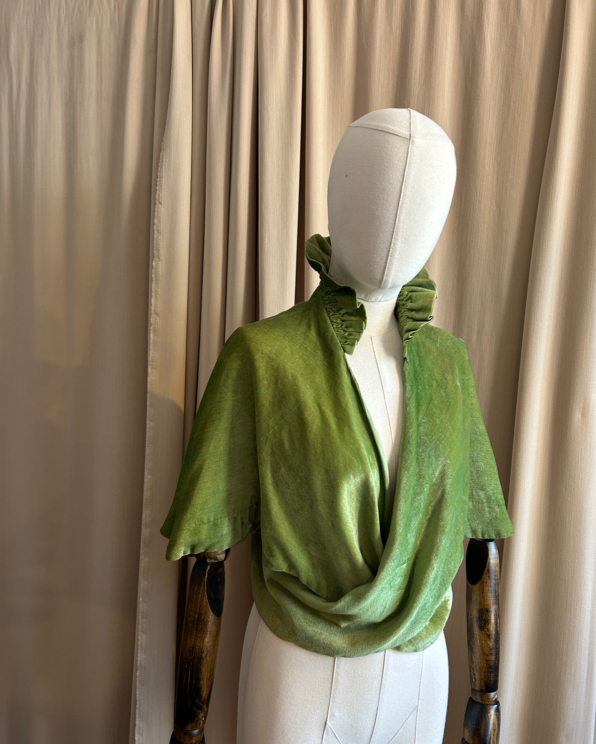 Ruffle Neck Velvet Cape