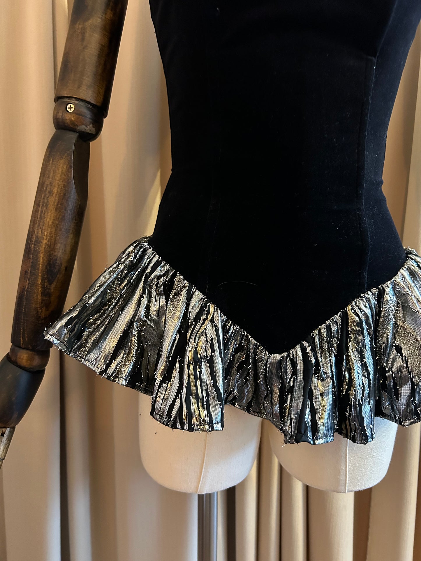 Velvet Corset Top With Ruffle