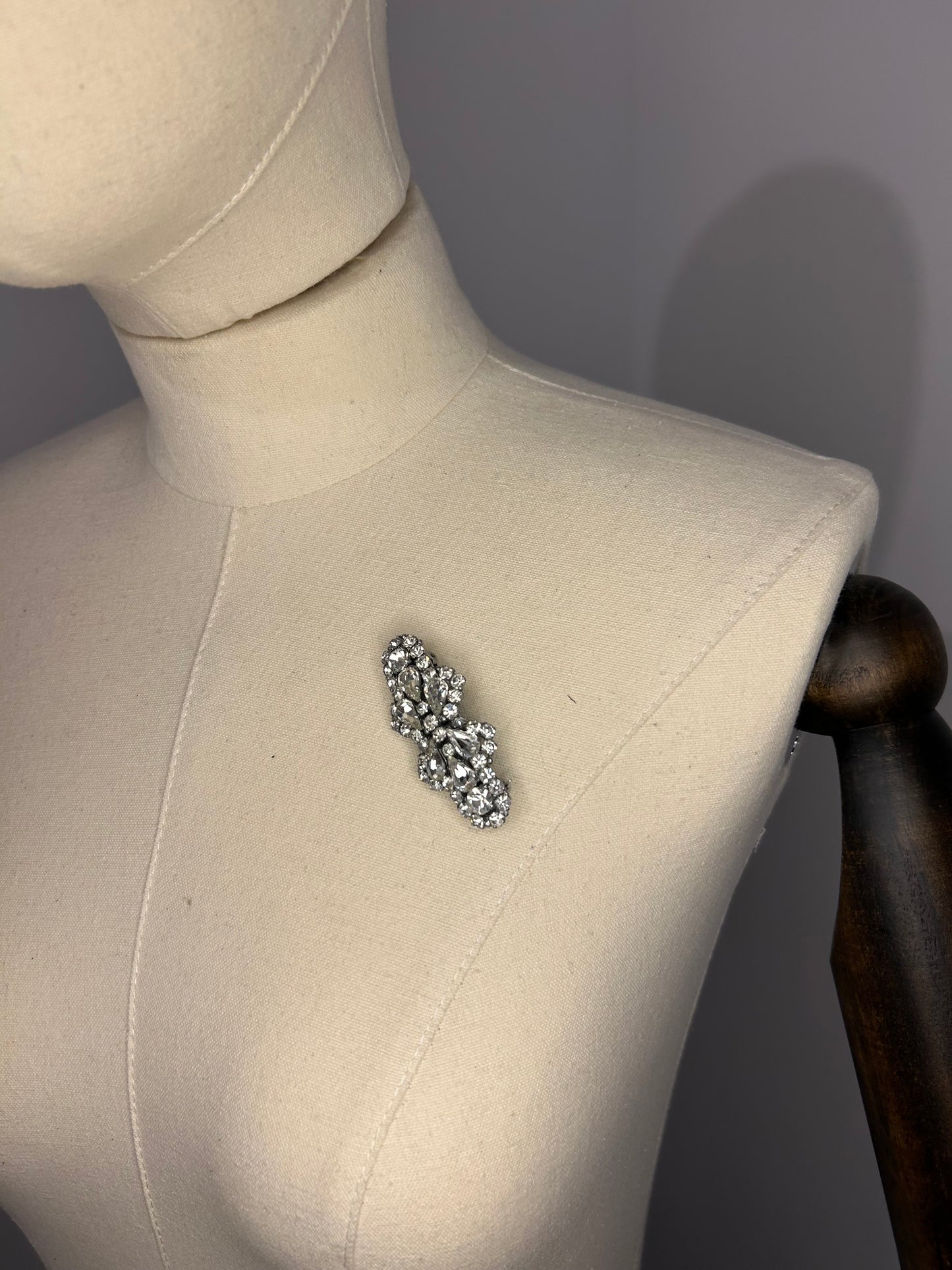 Silver Diamanté Brooch and Clip