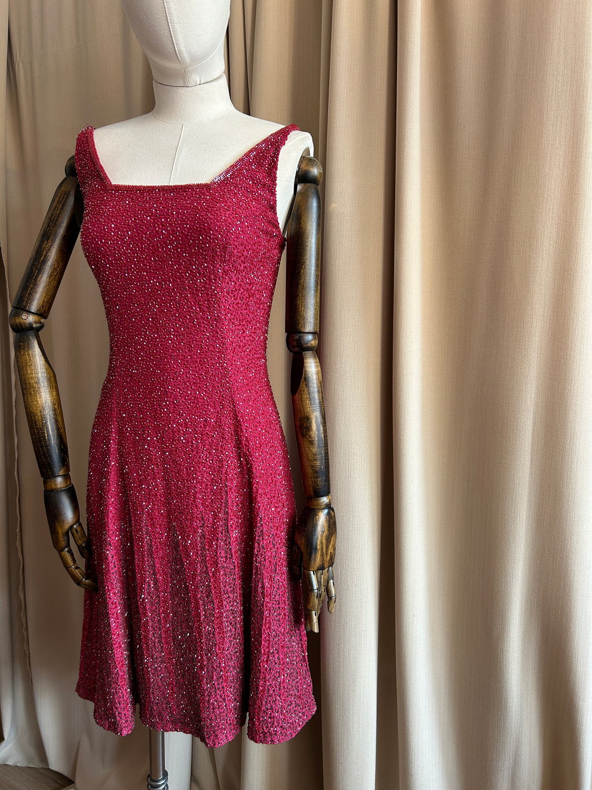 Burgundy Beaded Mini