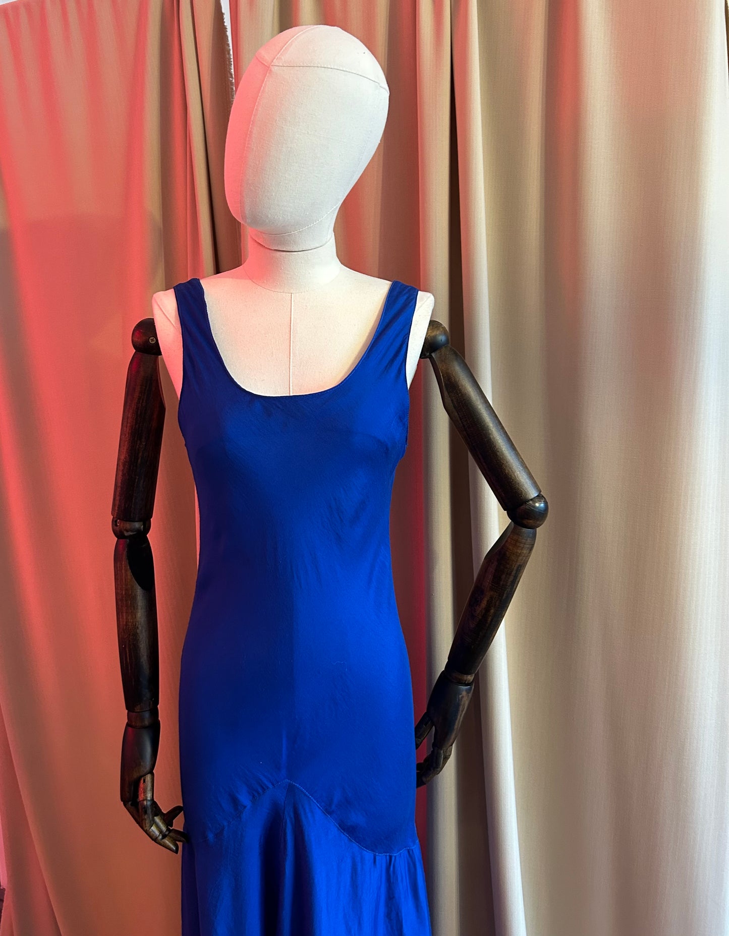 Electric Blue 90s Bias Cut Dress