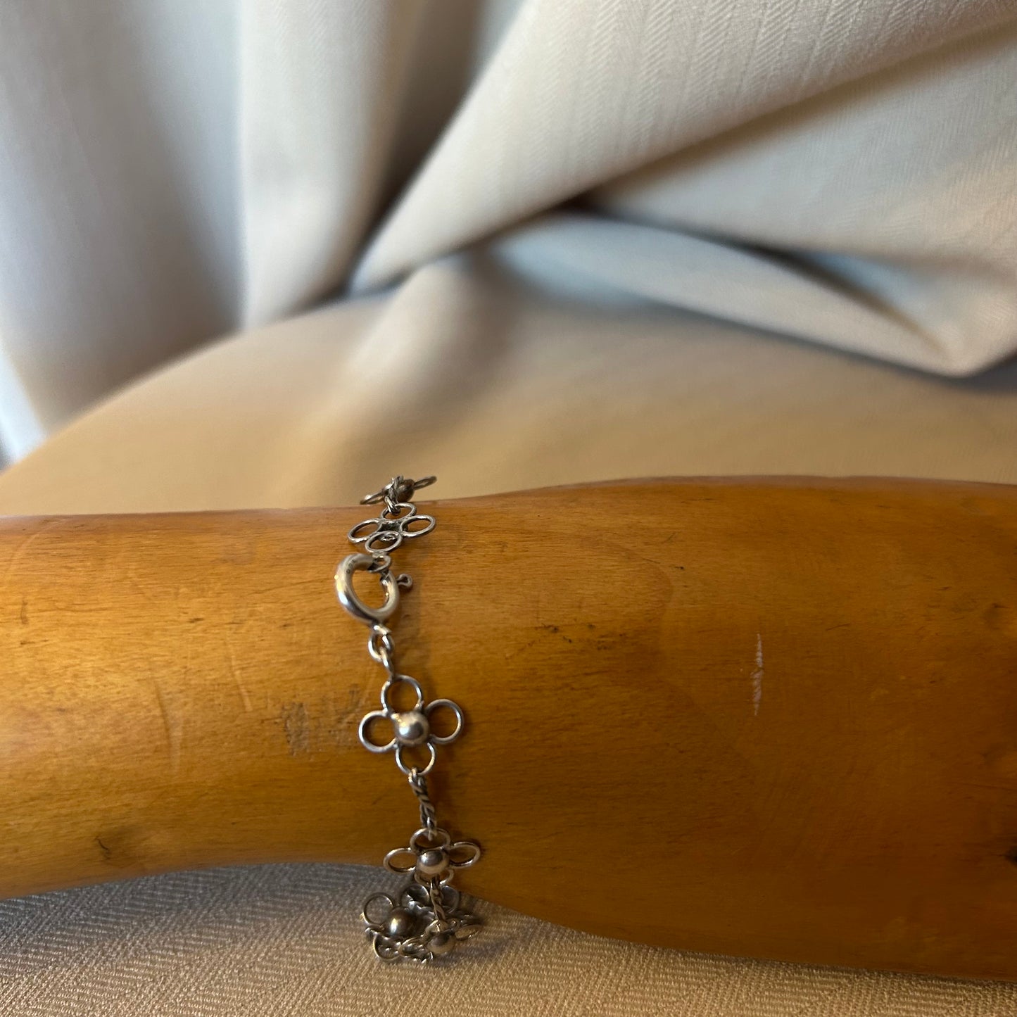 Sterling Silver Flower Chain Bracelet