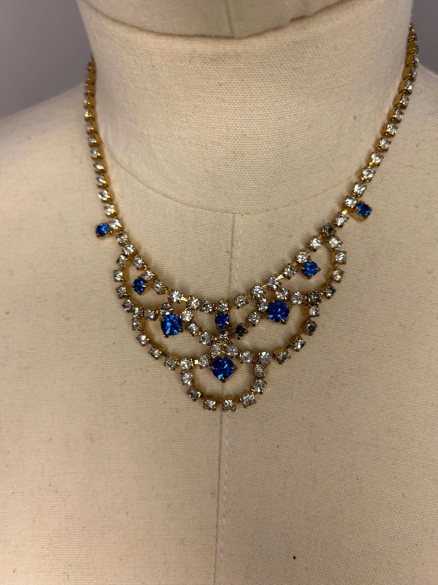 Blue and Gold Diamanté necklace
