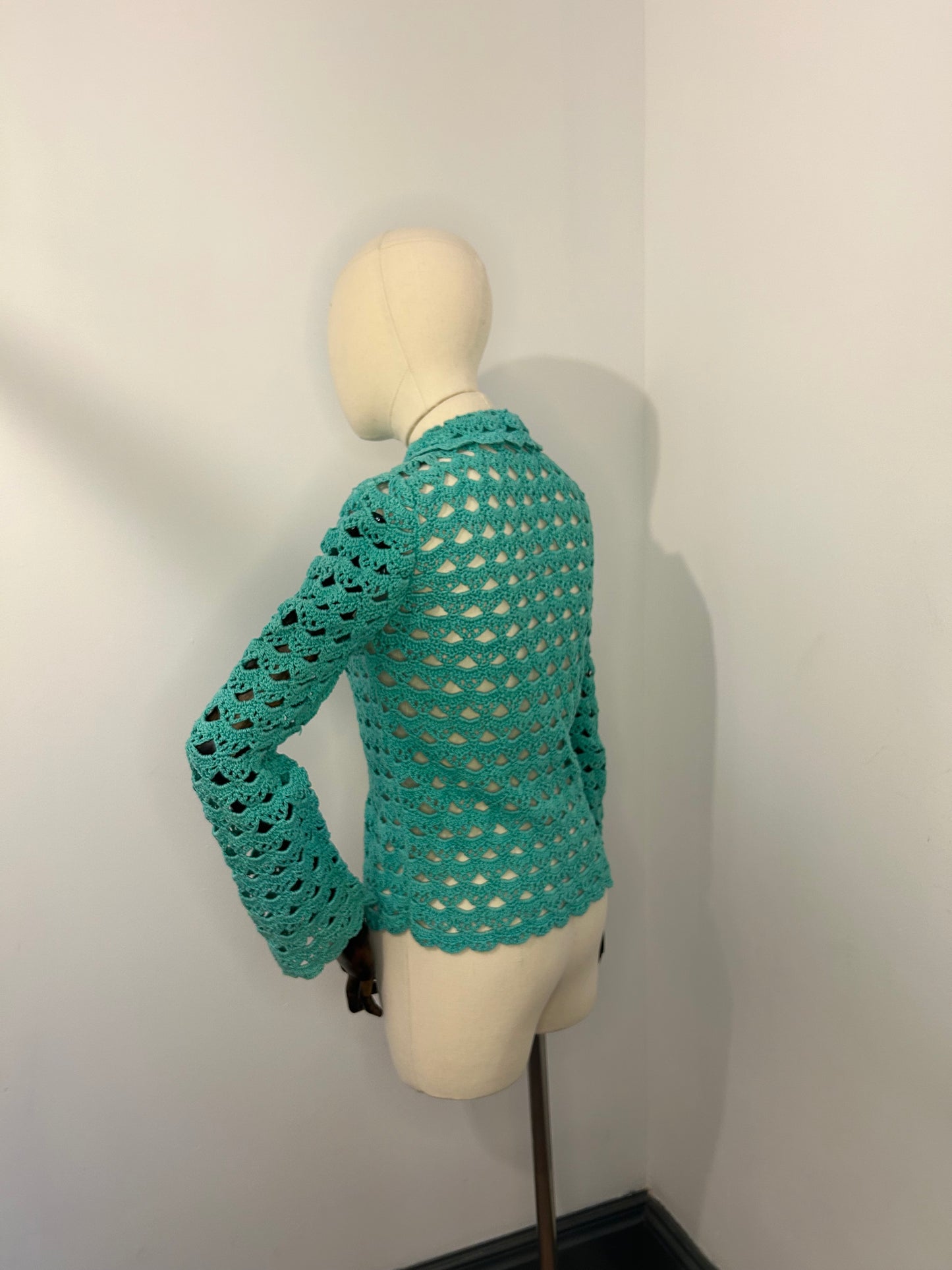 Teal crochet cardigan
