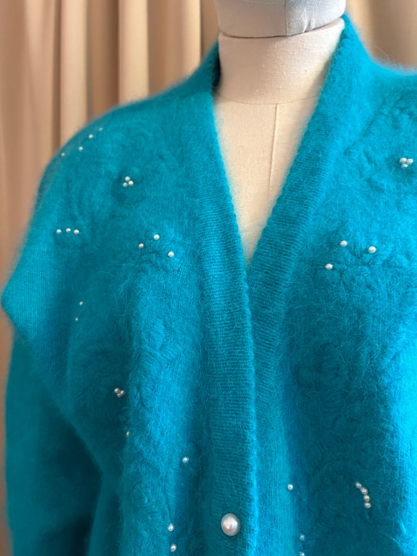 Turquoise Angora Cardigan
