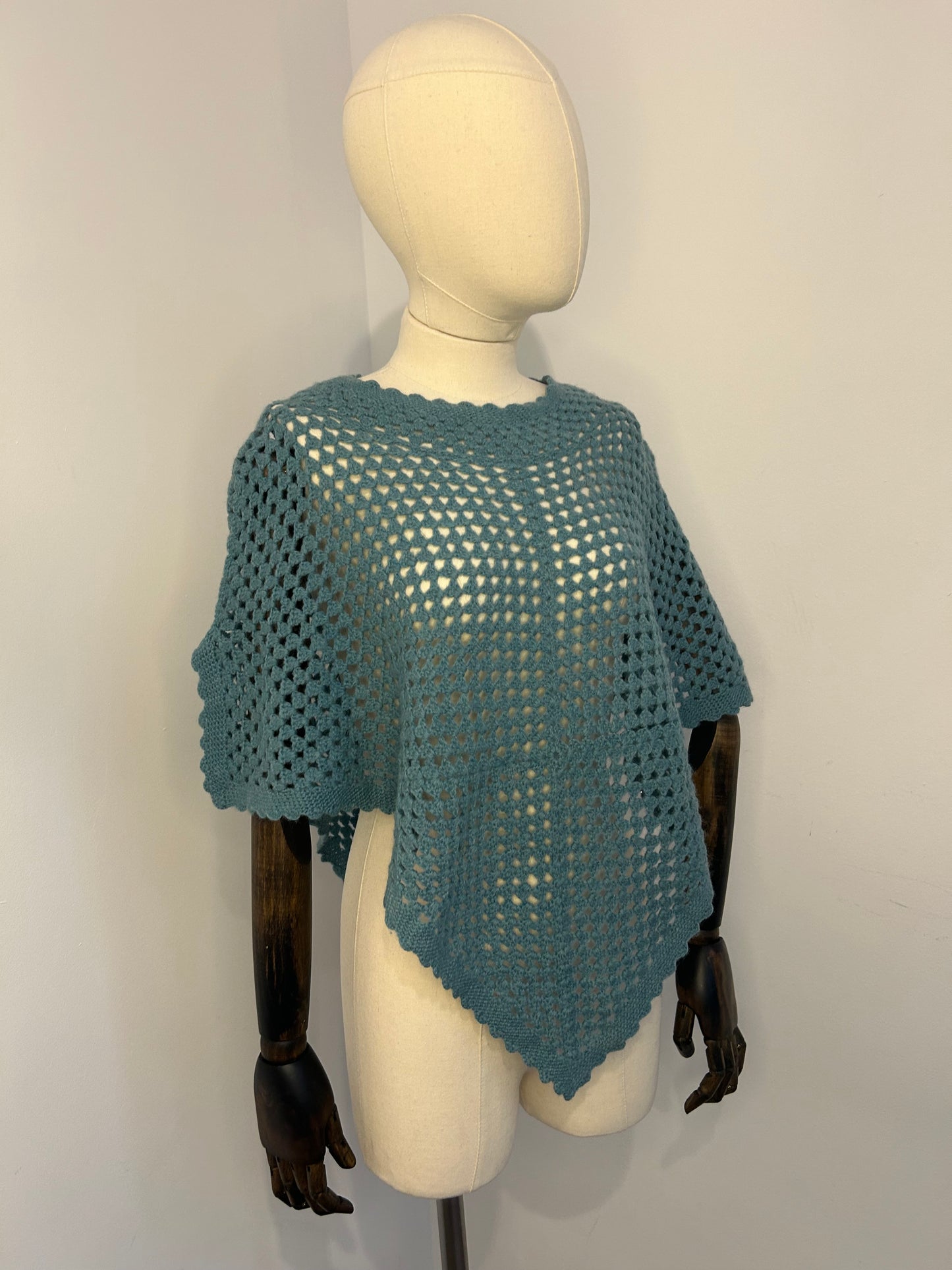 Teal Hand Crochet Capelet