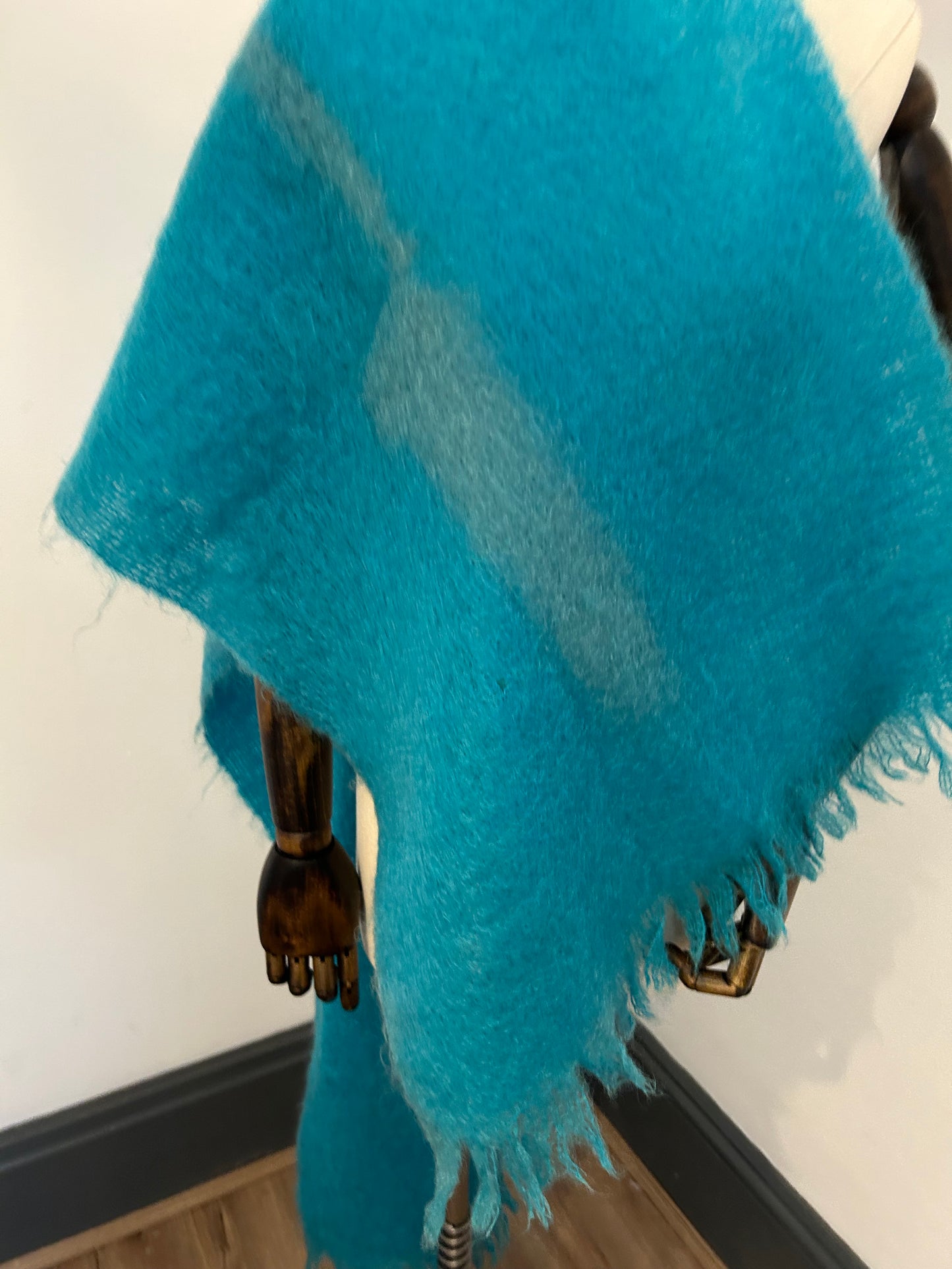 Bright Aqua Mohair Scarf
