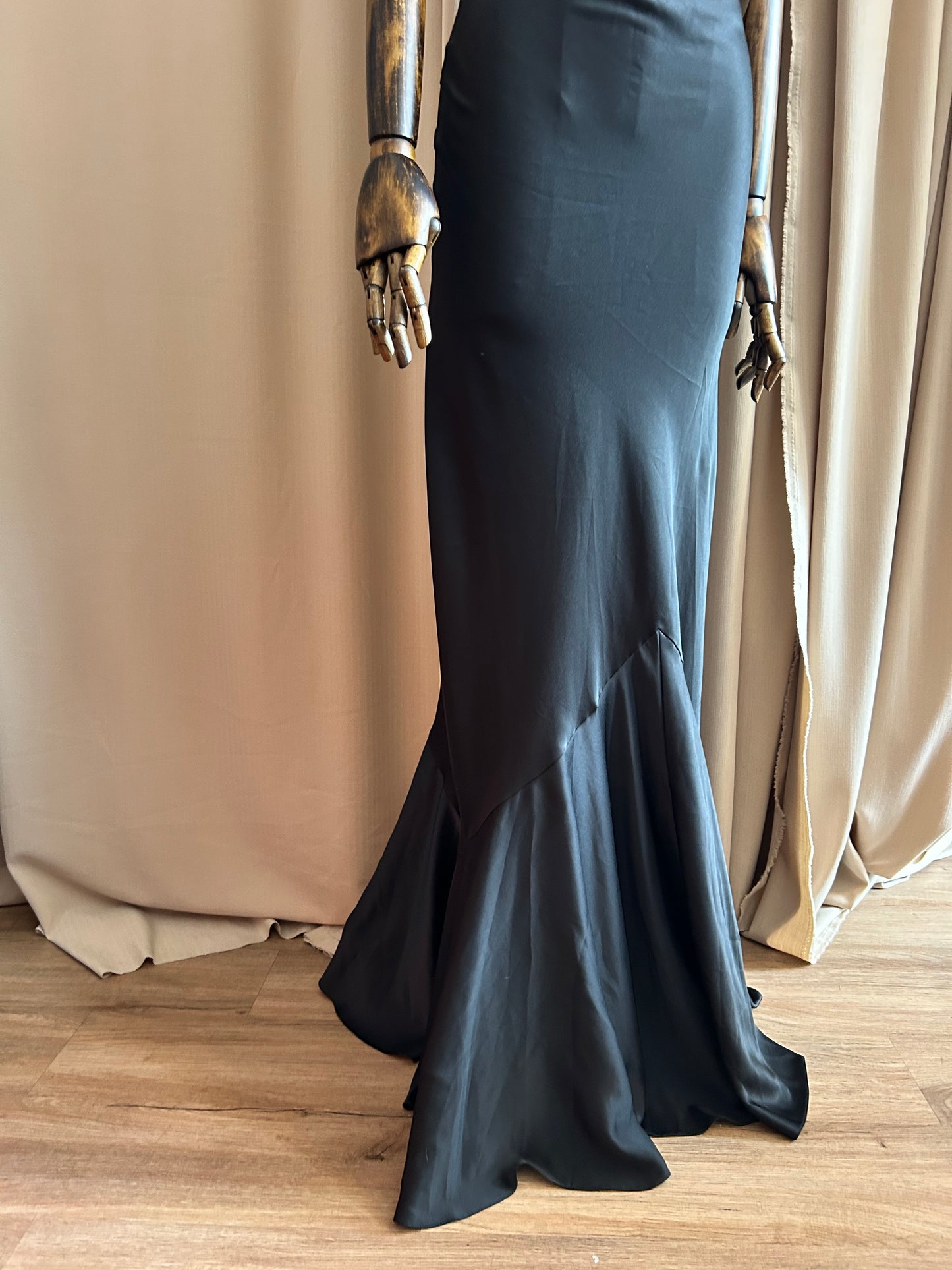 Bias Cut Black Gown
