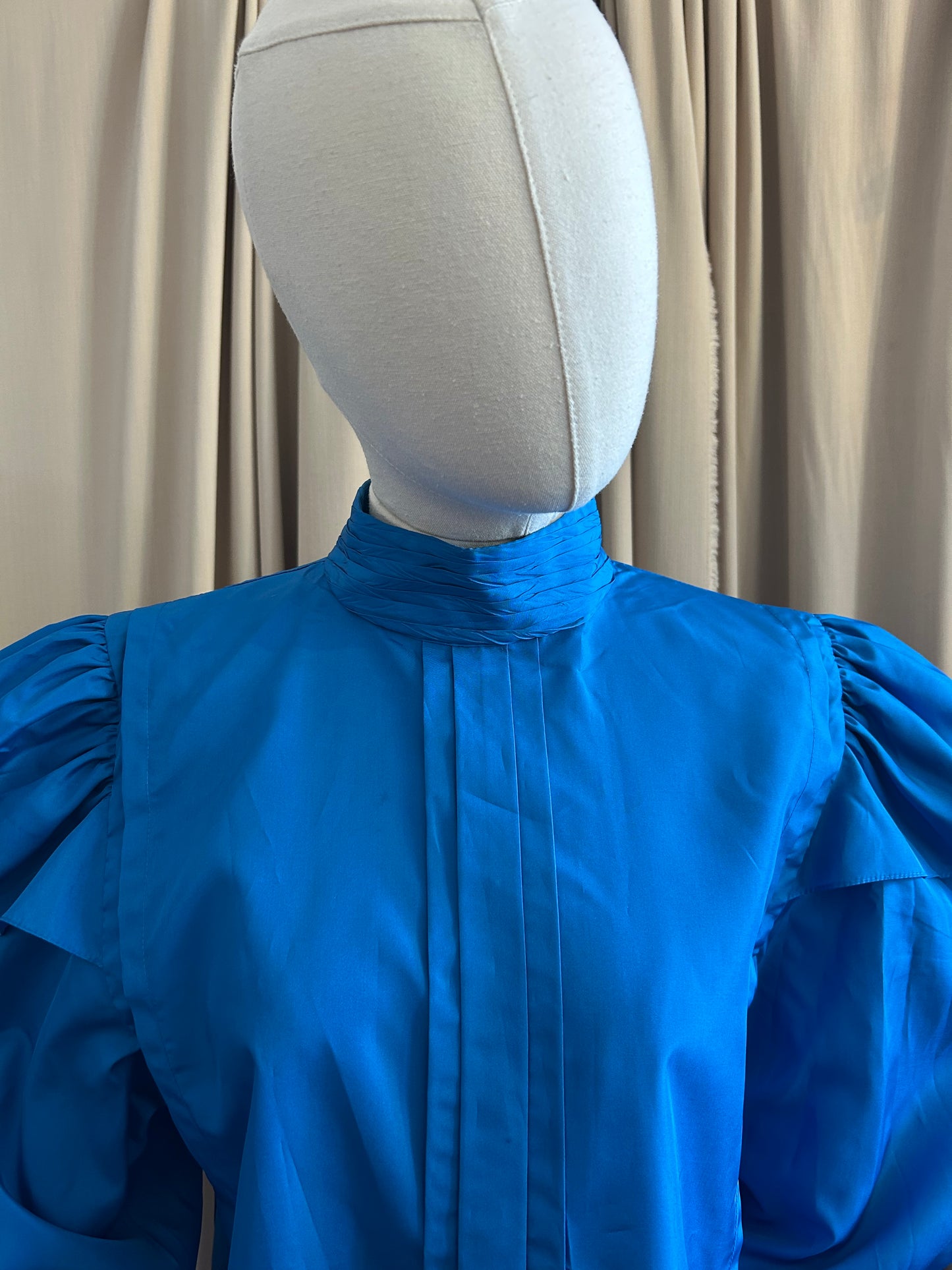 Electric Blue Balloon Sleeve Blouse