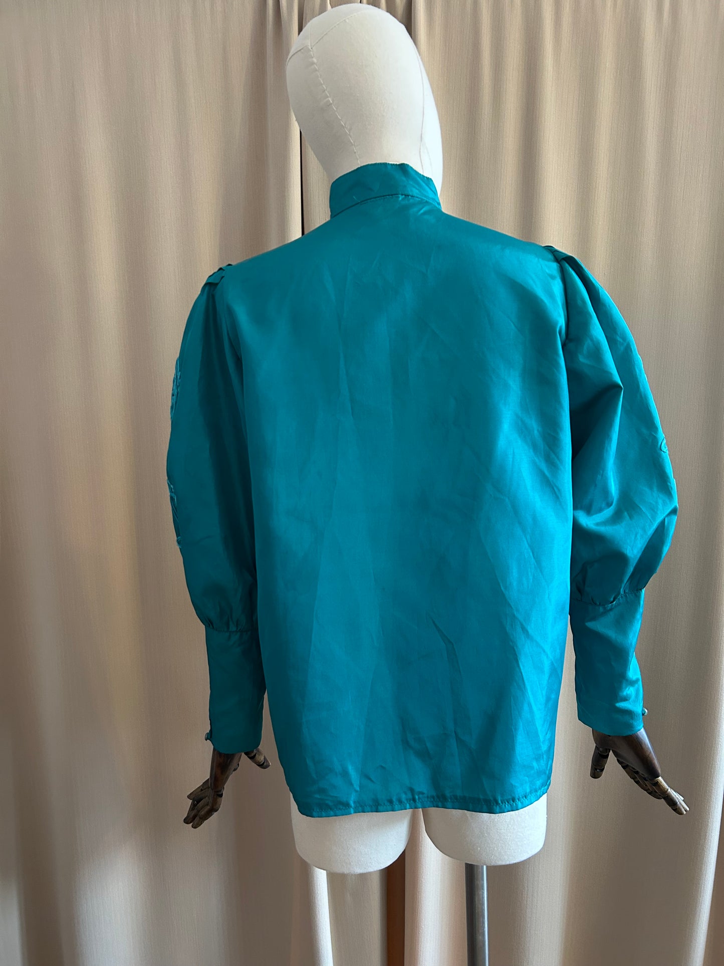 Teal Balloon Sleeve Blouse