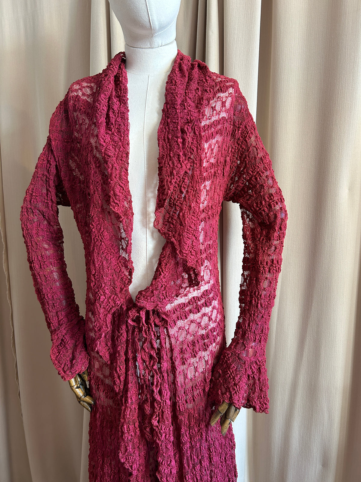 Longline Burgundy Lace Cardigan