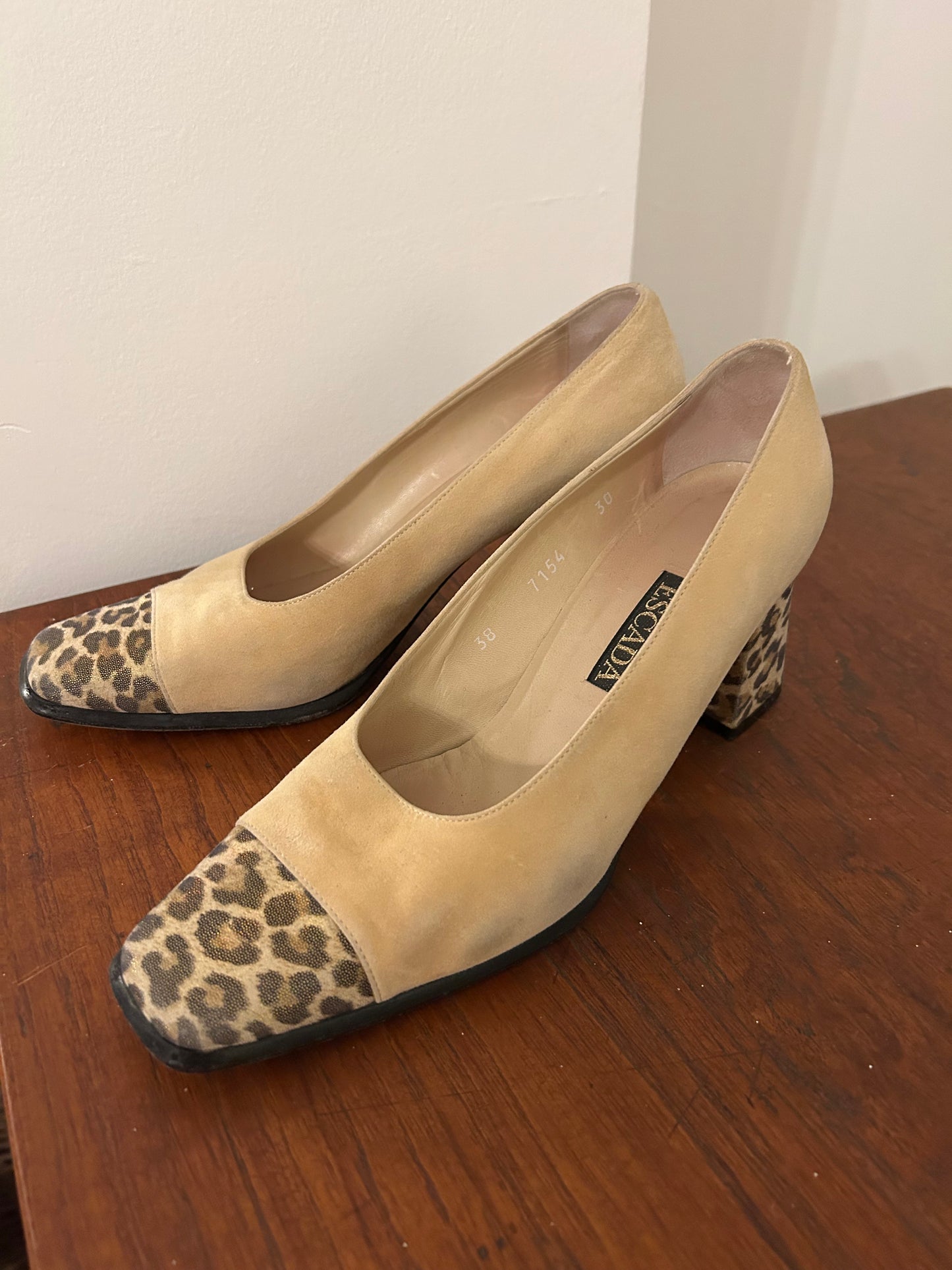 Escada Leopard Block Heels
