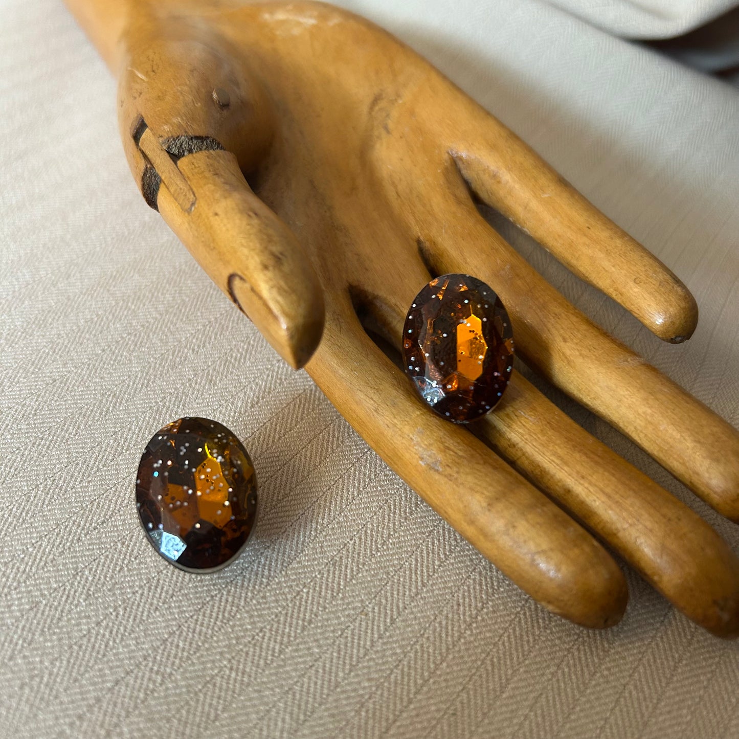 Brown Simulated Gemstone Clip On