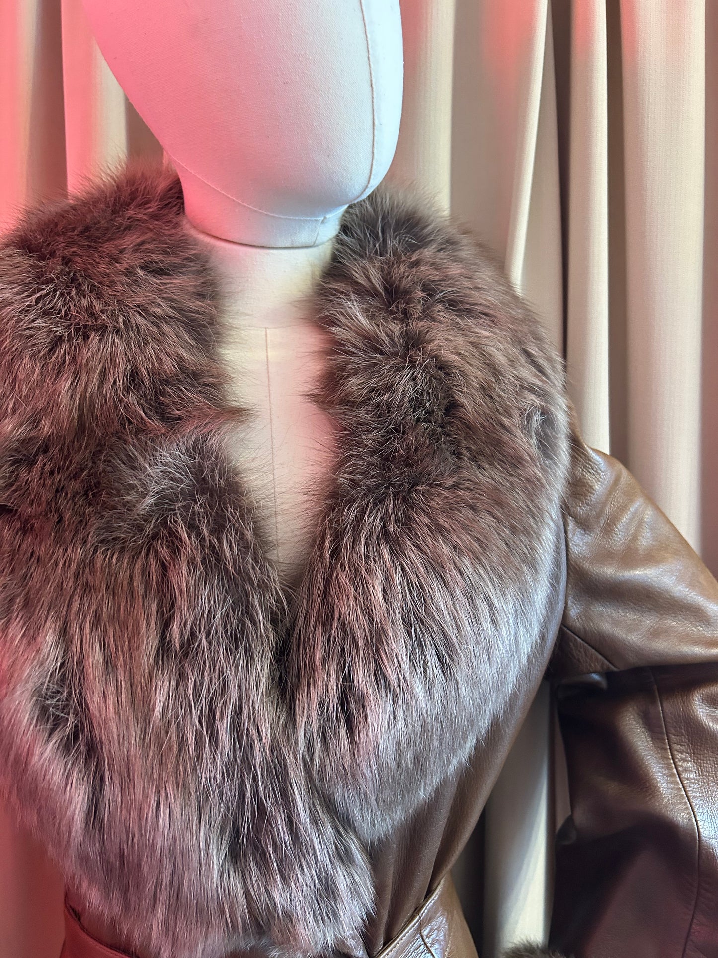 1970s Leather and Fox Fur Penny Lane Coat