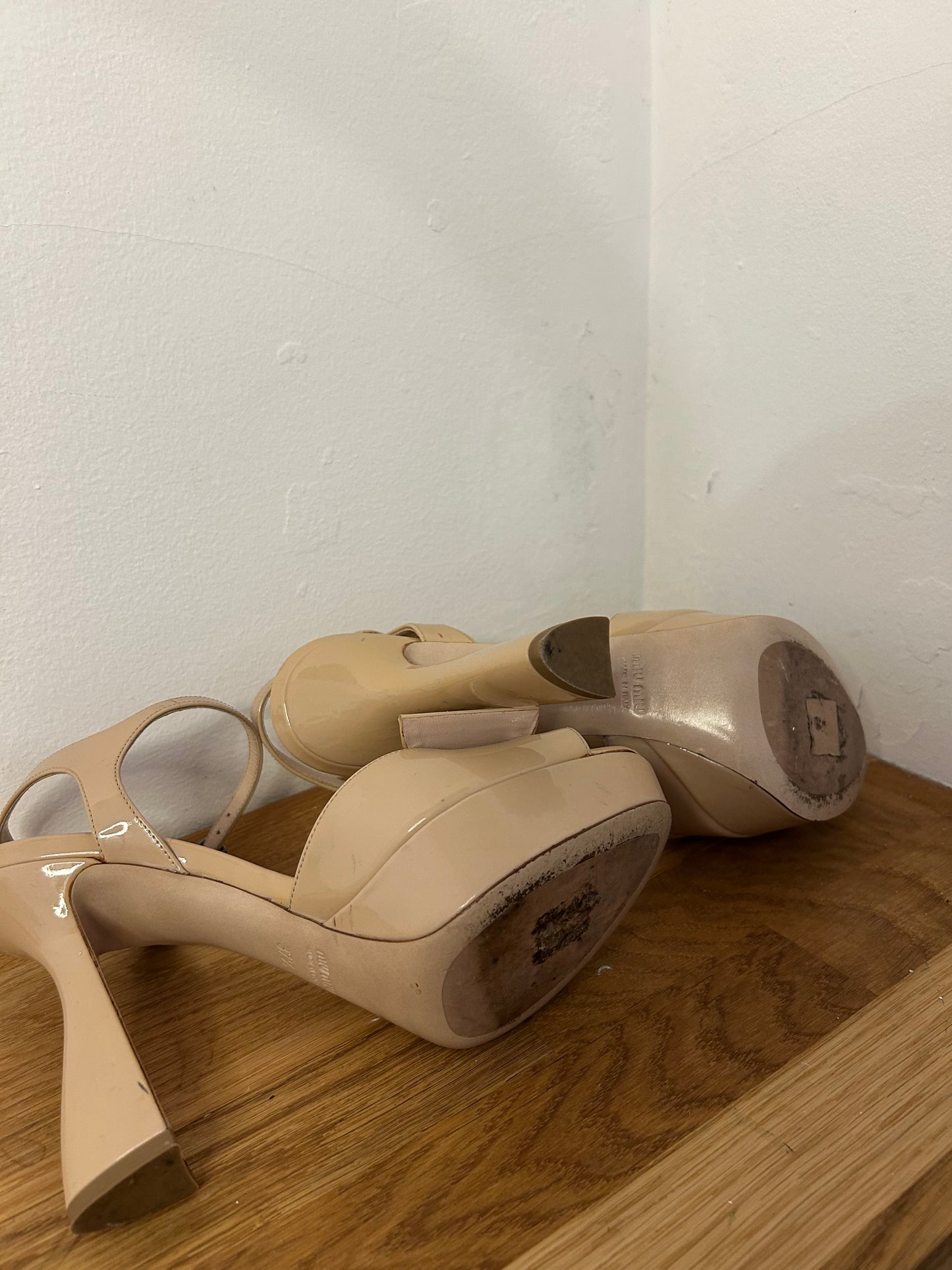 Miu Miu Patent Nude Platform Heels