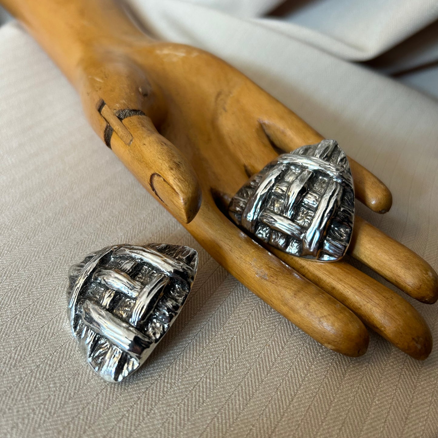 Silver Tone Lattice Clip Ons