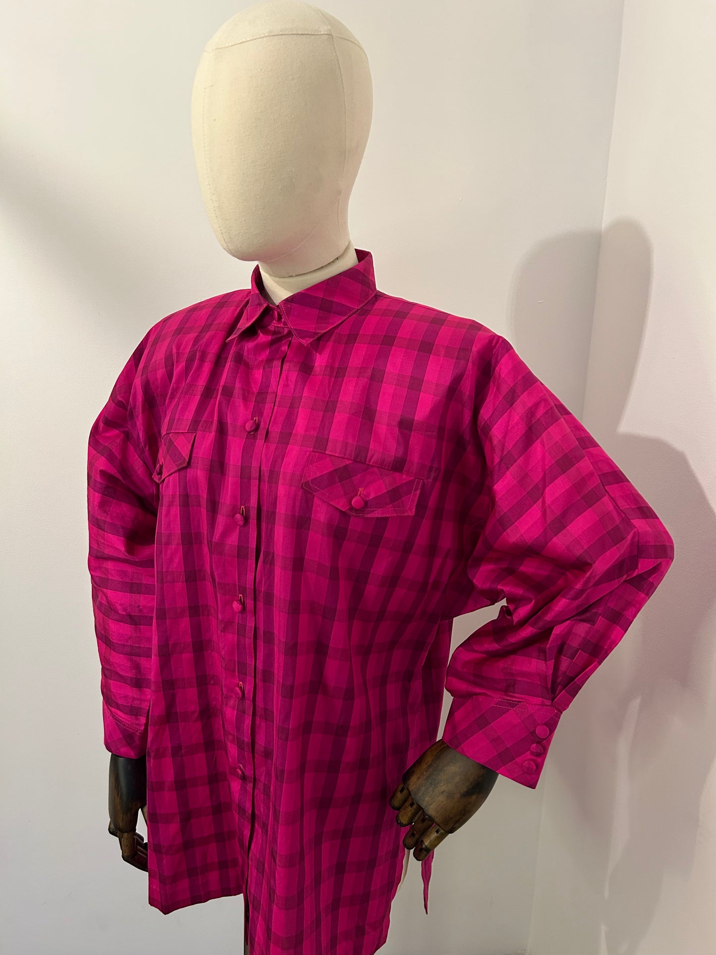 Pure Silk Pink Check Shirt