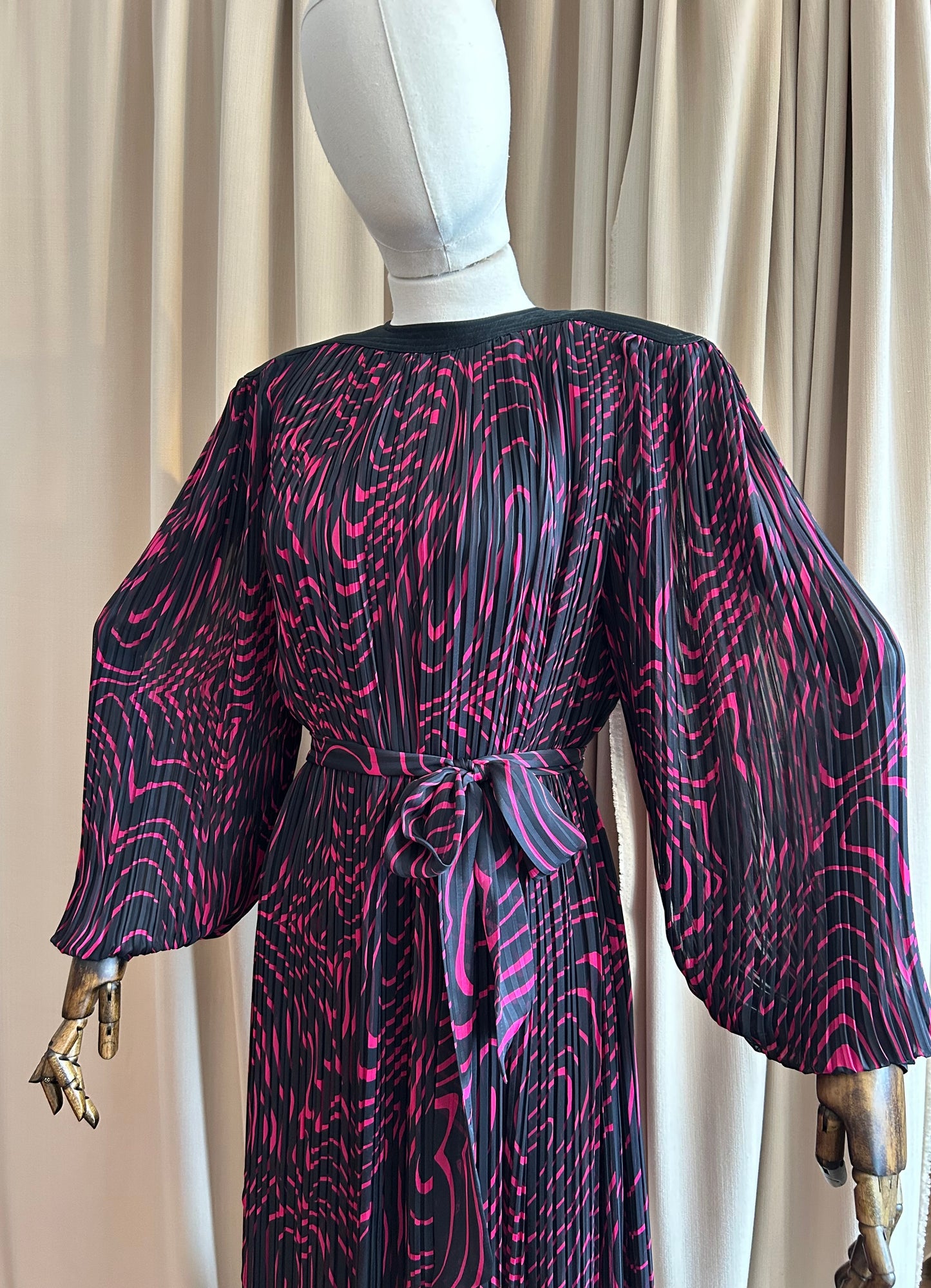 Black and Pink Pleat Dress