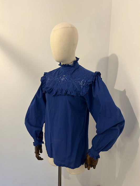 Blue Cotton Prairie Blouse