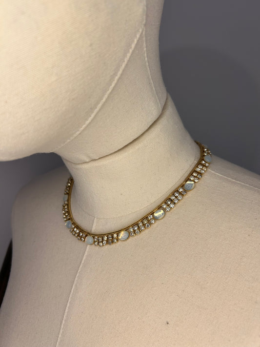 Gold Tone Faux Opal Necklace