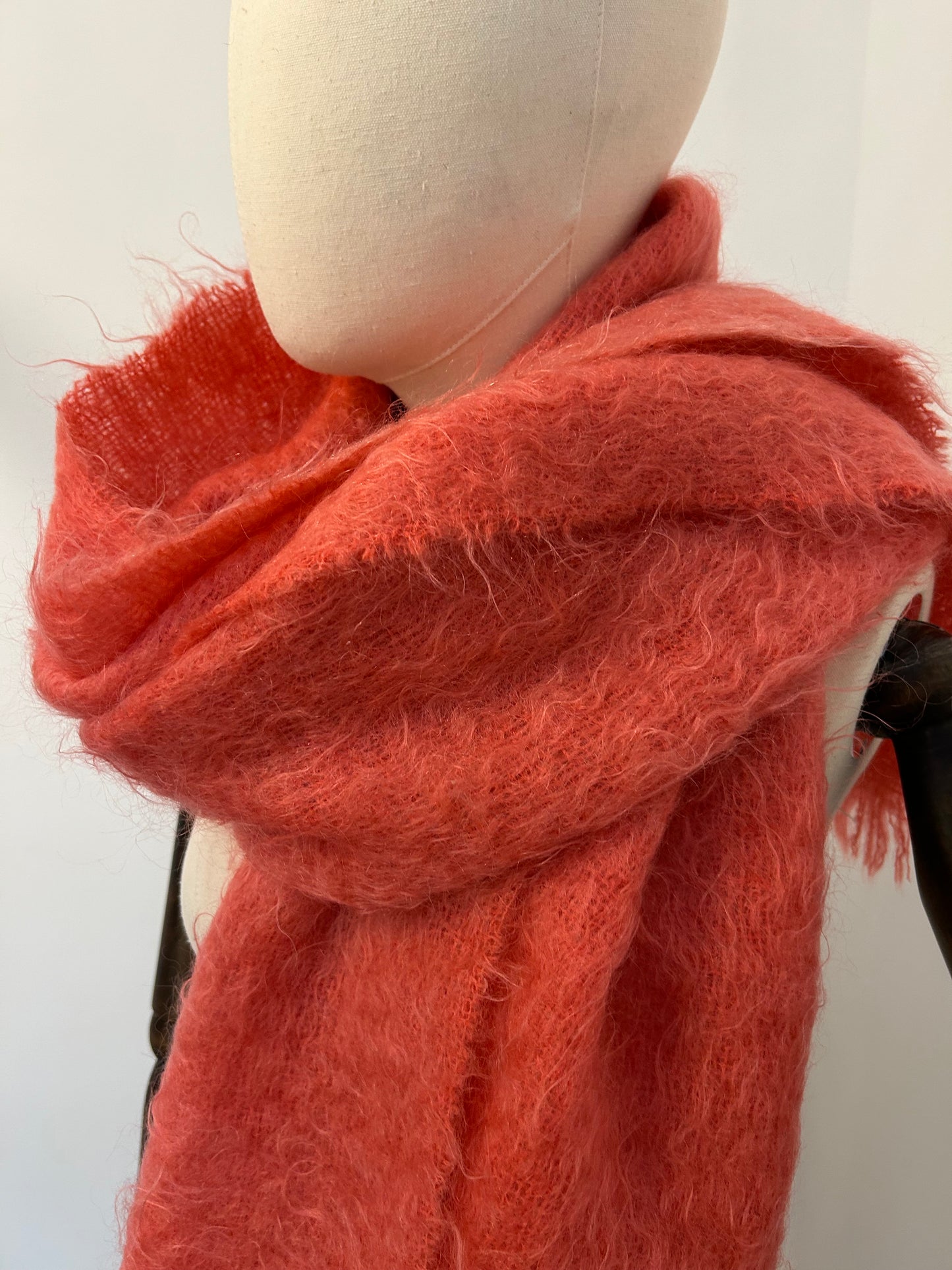 Coral Mohair Scarf