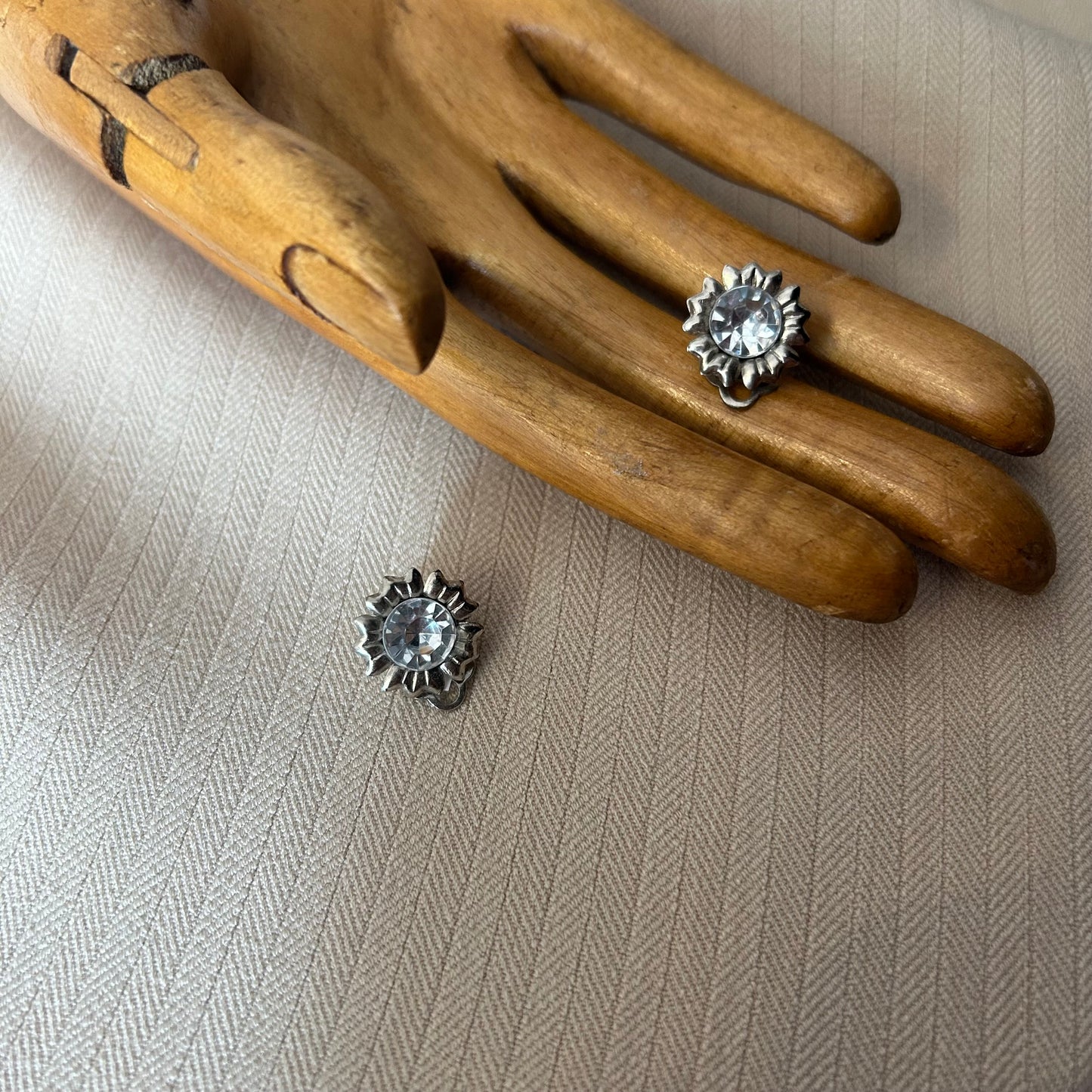 Rhinestone Flower Clip On