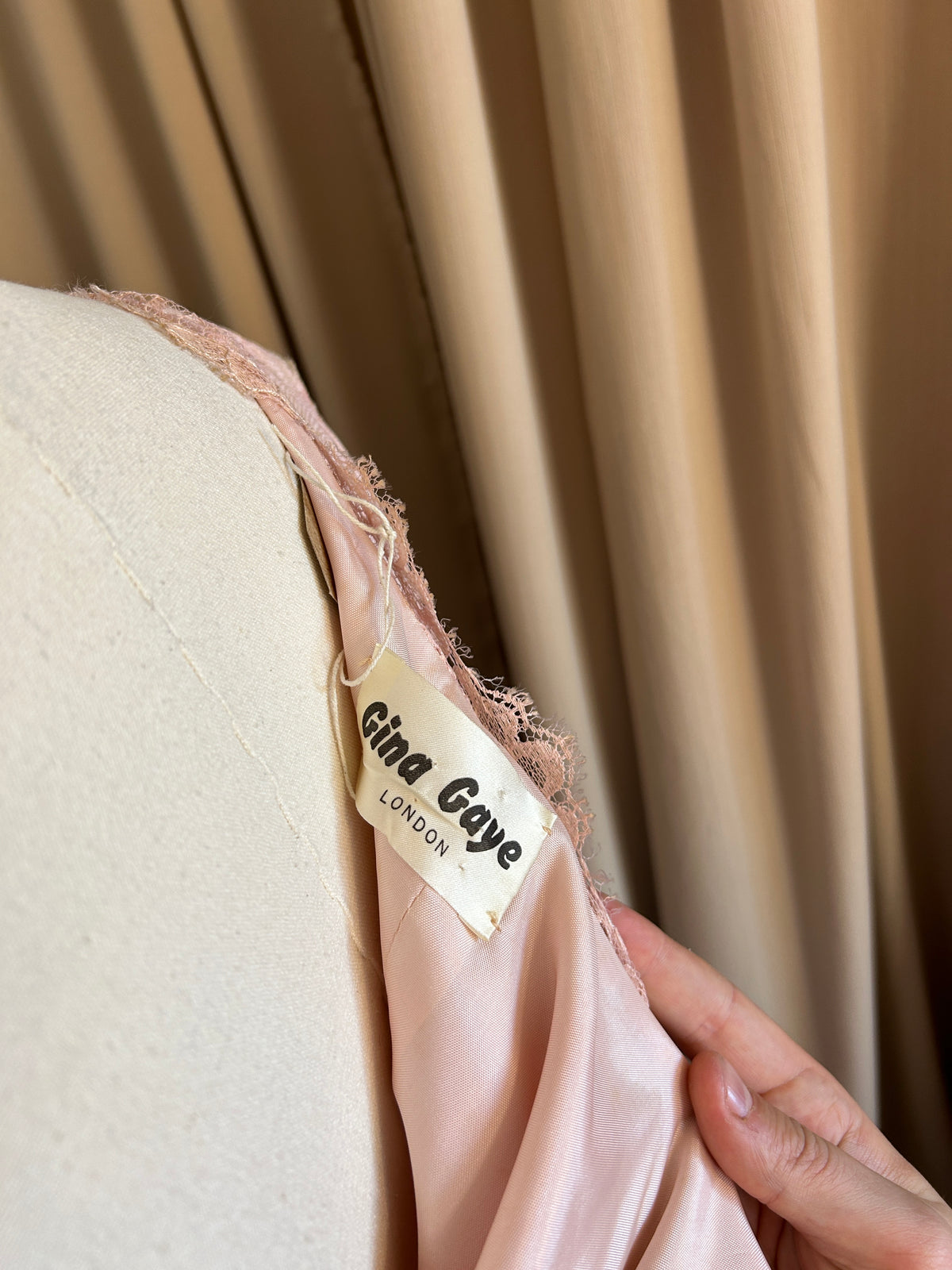 60s Baby Pink Lace Gown