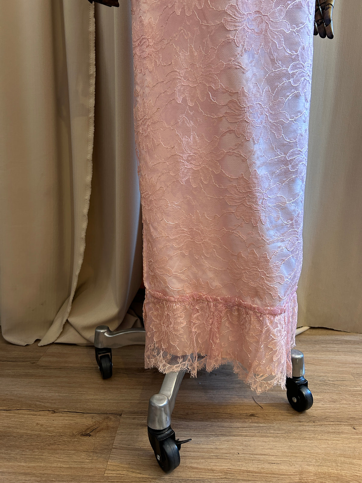 60s Baby Pink Lace Gown