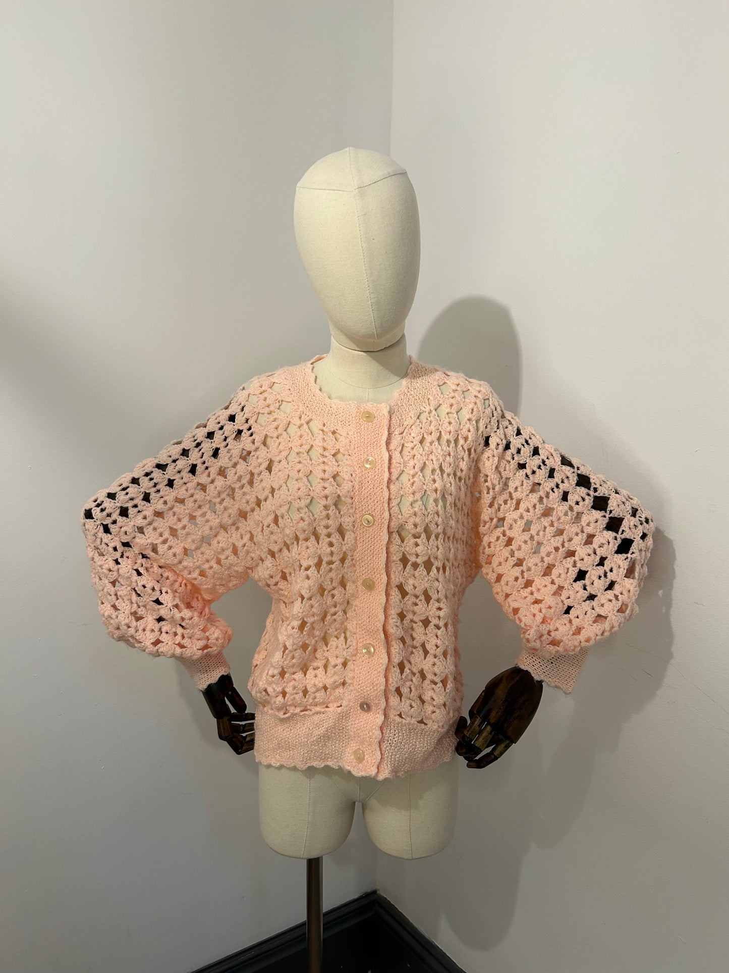 Pastel Pink Crochet Cardigan