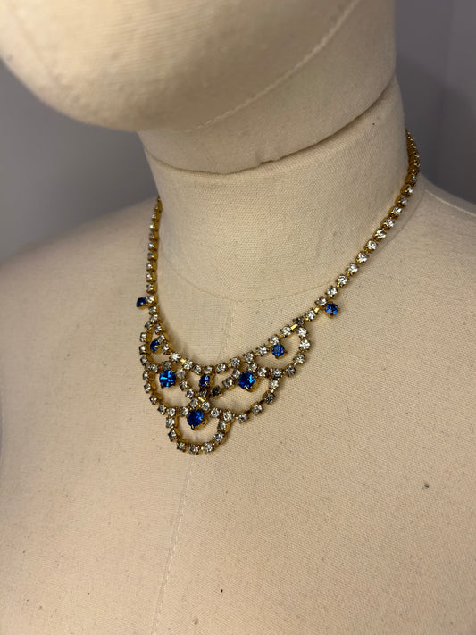 Blue and Gold Diamanté necklace