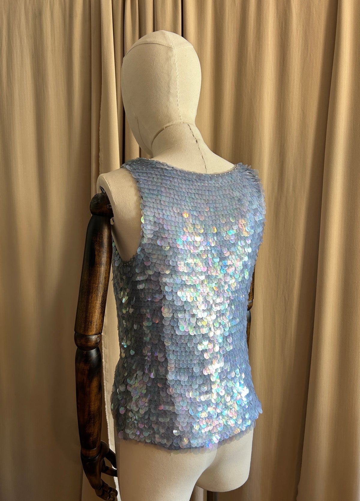 Pale Blue Sequin Tank Top