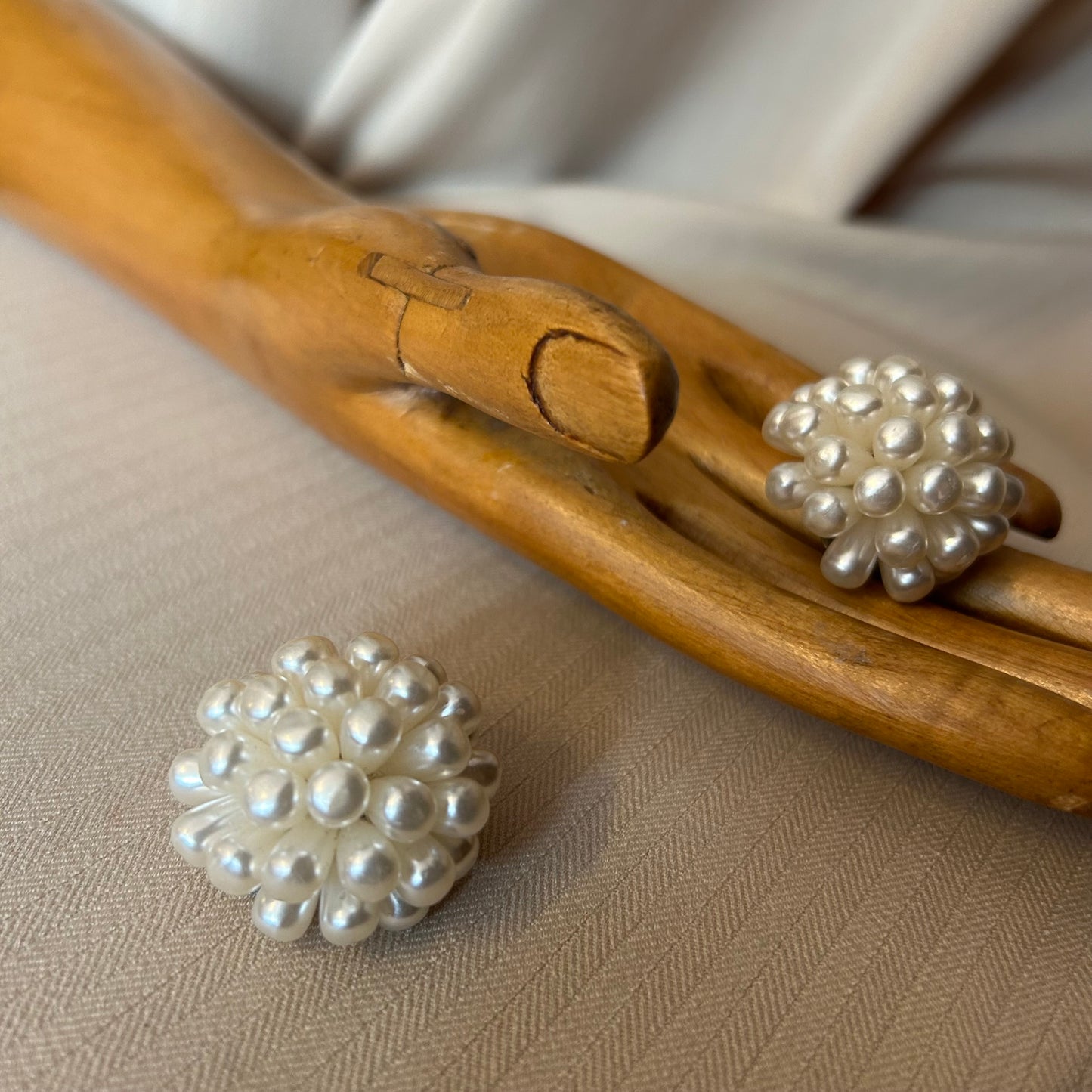 White Pearl Cluster Clip Ons