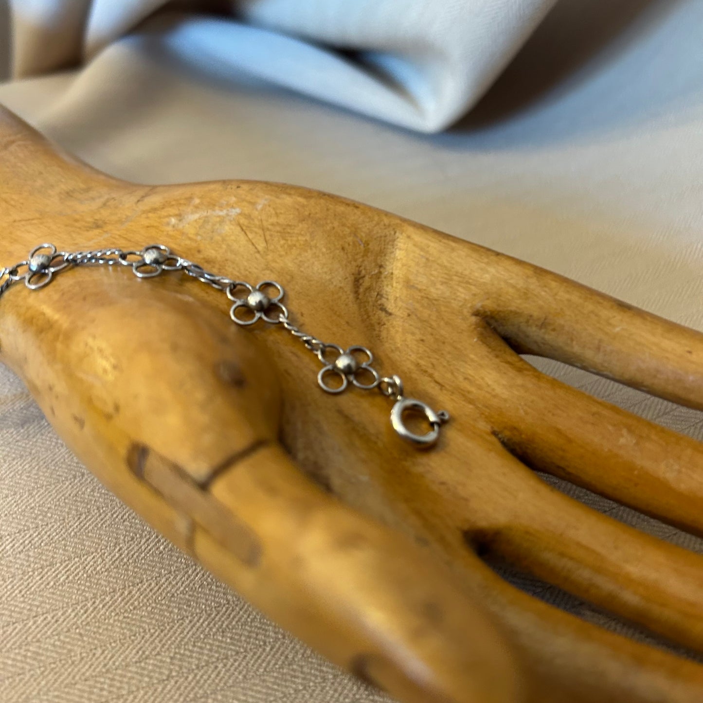 Sterling Silver Flower Chain Bracelet